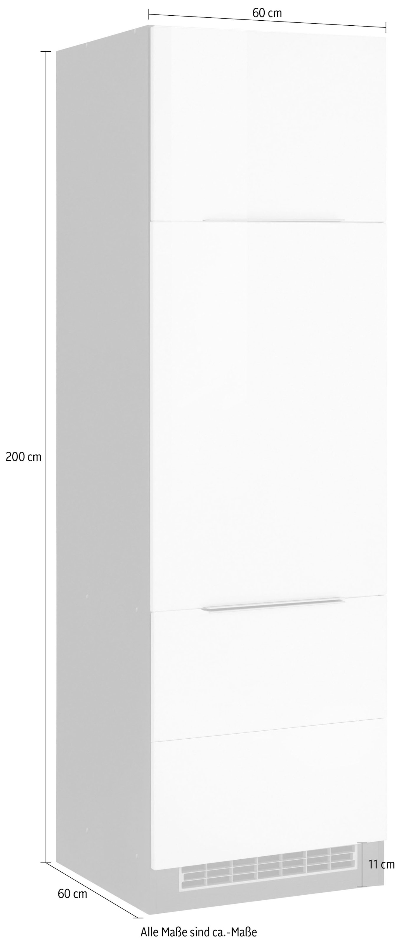 HELD MÖBEL Fronten BAUR cm hochwertige kaufen 60 200 cm Kühlumbauschrank hoch, MDF breit, | »Brindisi«