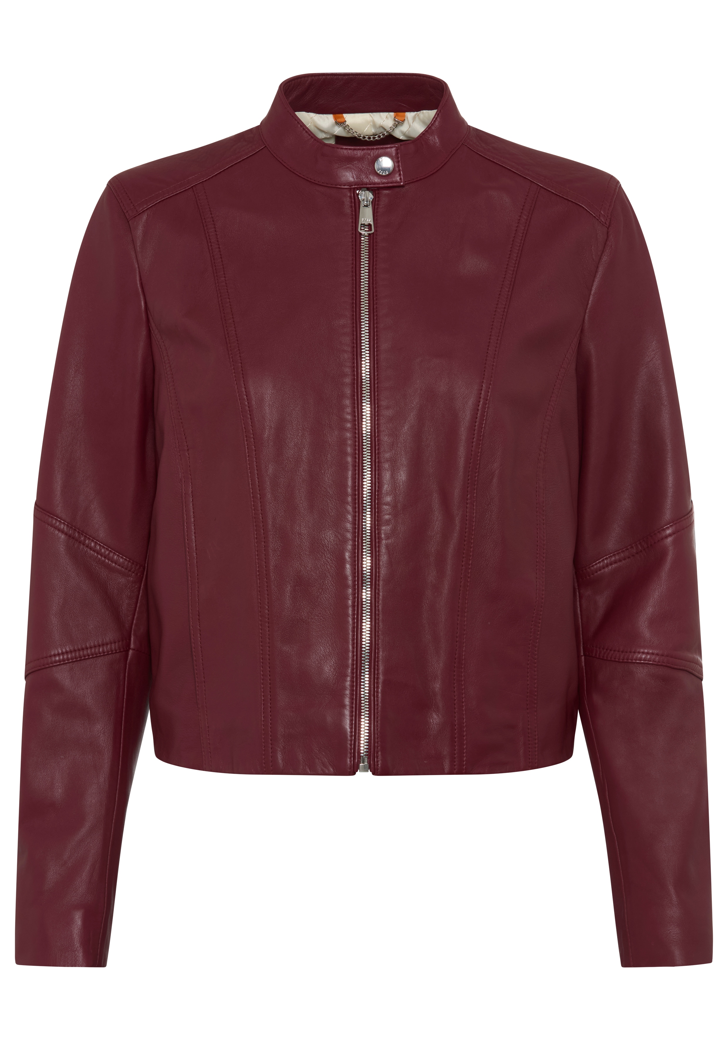 BOSS ORANGE Lederjacke "Saleste Premium Damenmode" aus fein genarbtem Leder