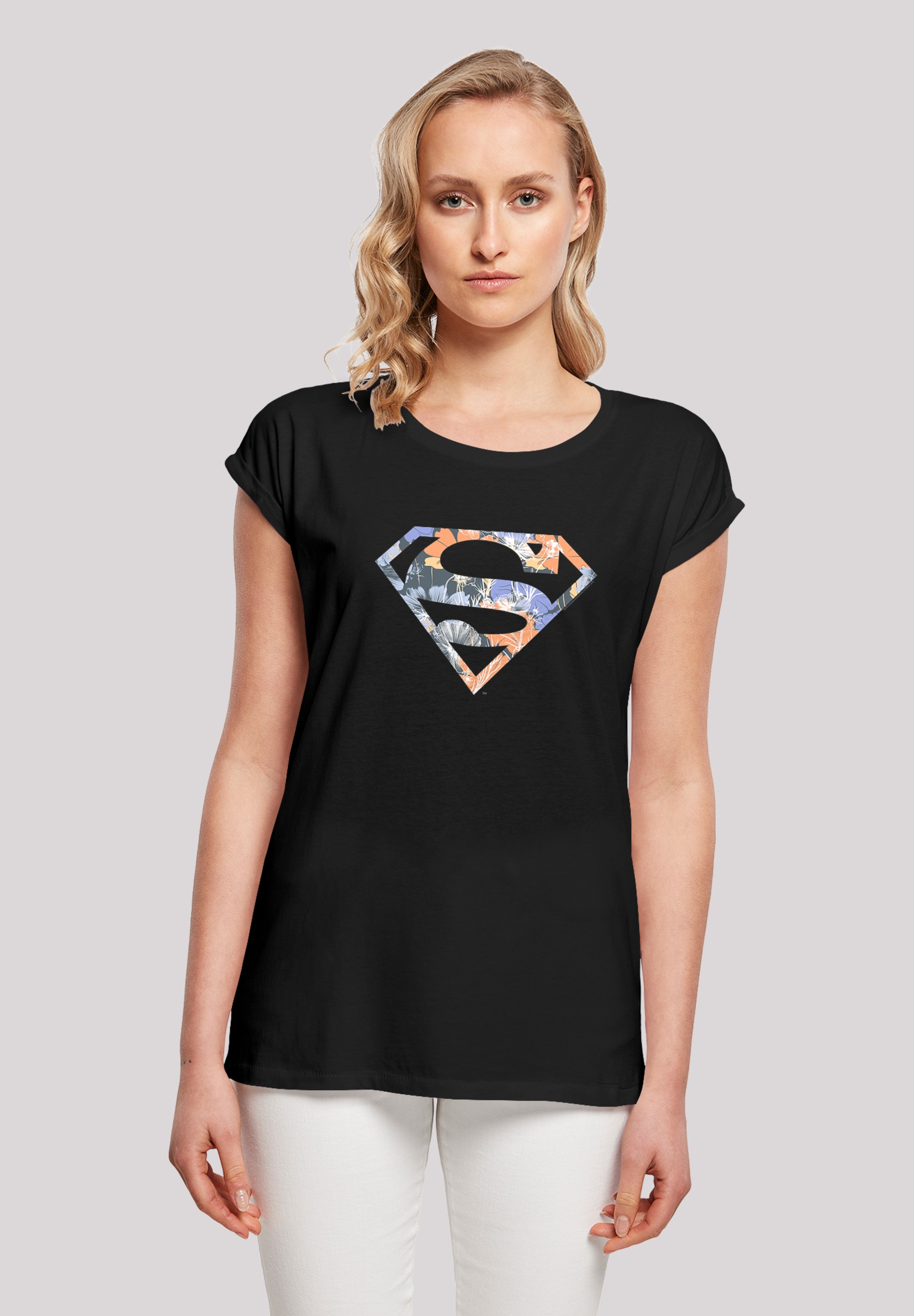 F4NT4STIC T-Shirt "DC Comics Superman Floral Logo Superheld", Print