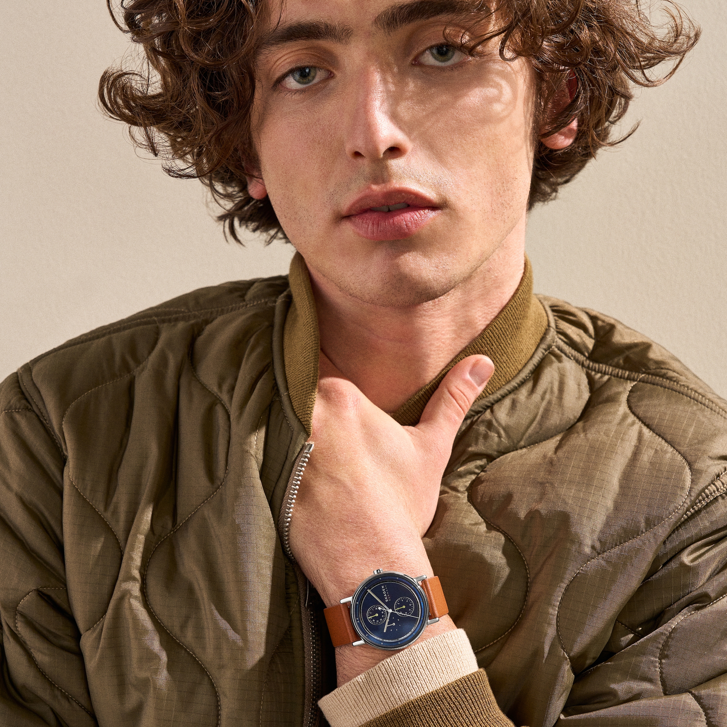 Skagen Quarzuhr »SIGNATUR«, Armbanduhr, Herrenuhr, Lederarmband, analog, Tag, Wochentag