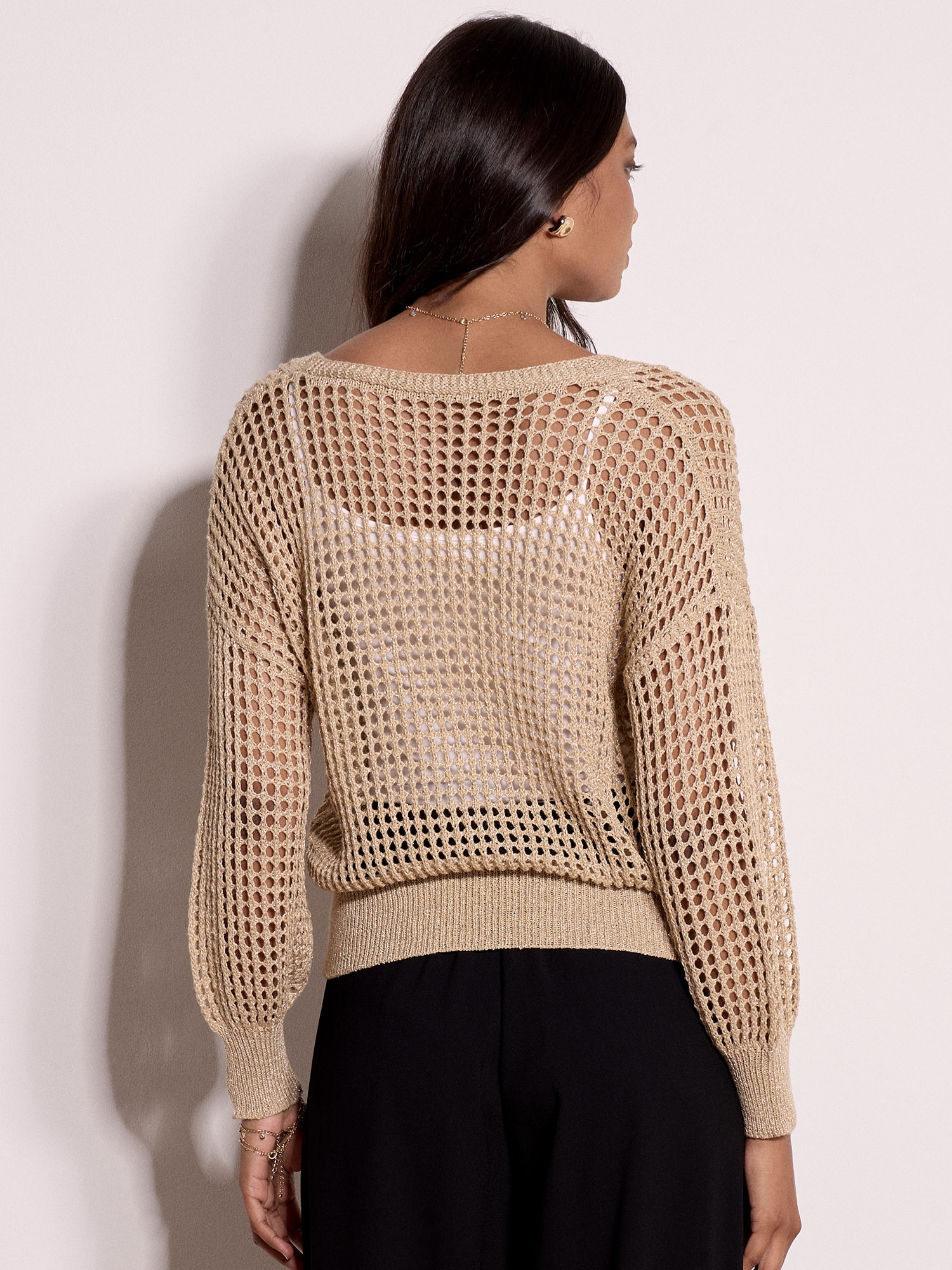 Apricot V-Ausschnitt-Pullover »Gold schimmernder Pullover« mit Metallfäden