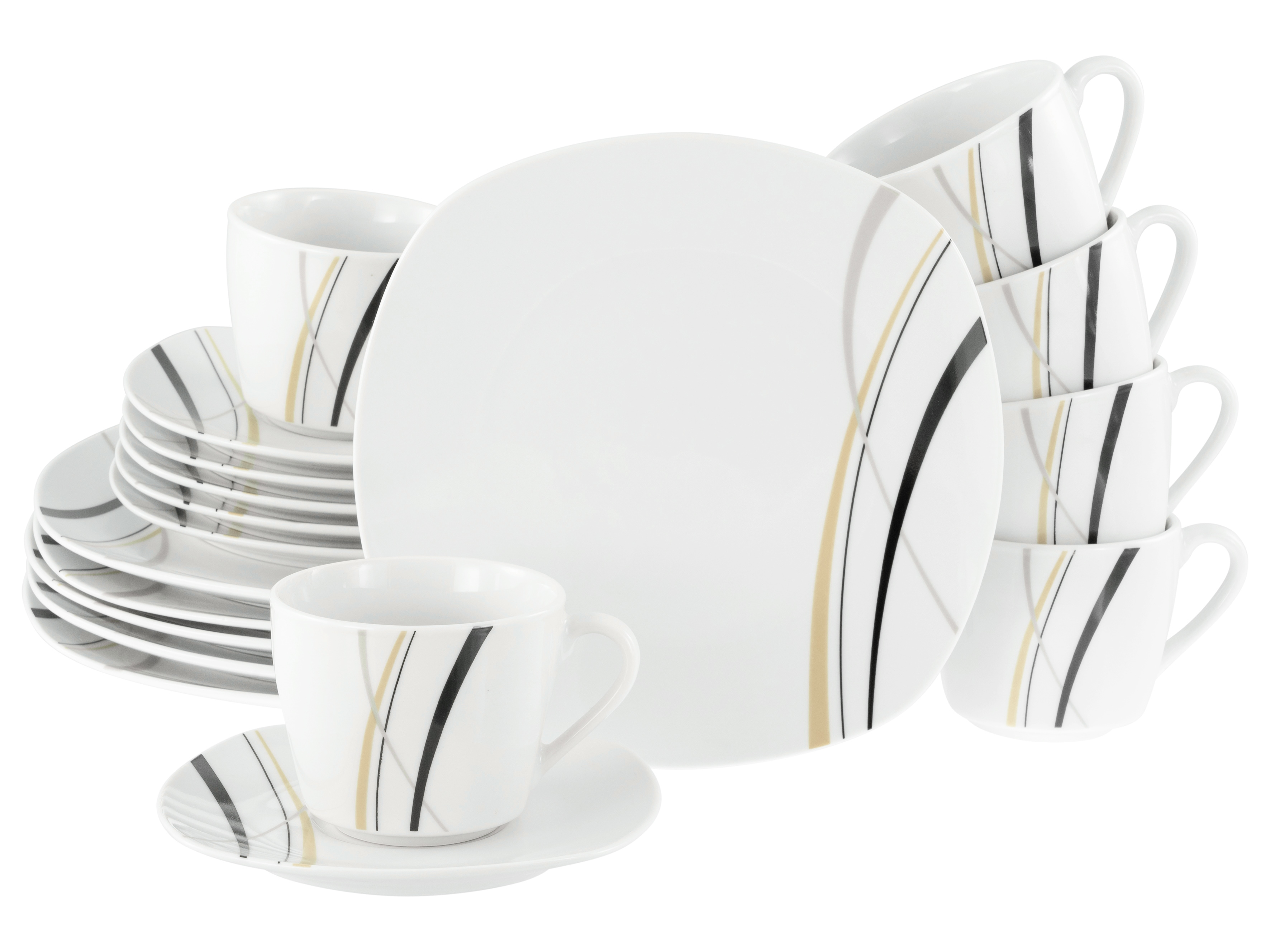 CREATABLE Kaffeeservice "Square City Line, Kaffee-Service 18-tlg", 18 Stk., weiß, Geschirr-Sets, Moderner Urban Style