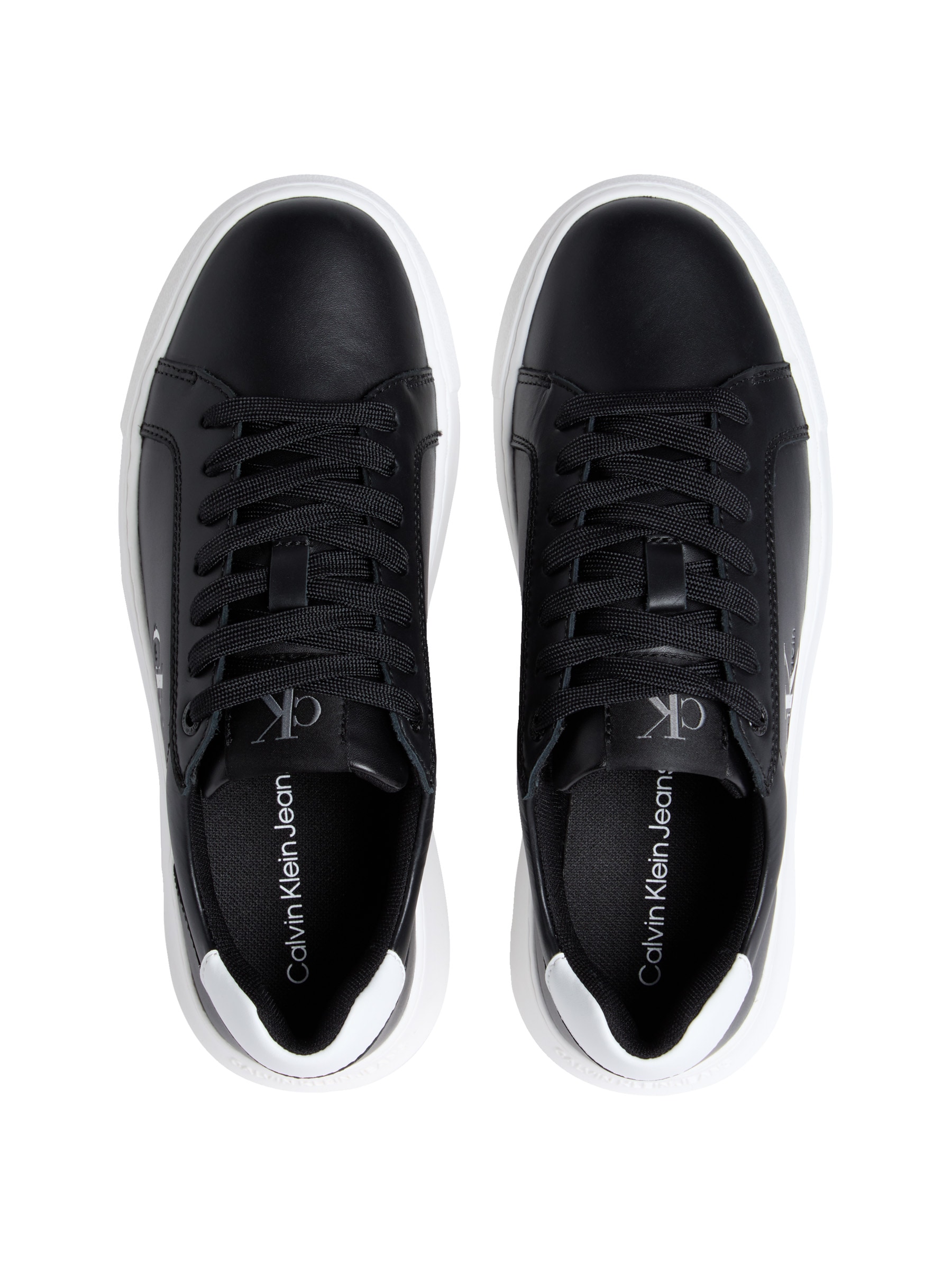 Calvin Klein Jeans Plateausneaker »CHUNKY CUPSOLE MONO LTH WN«, Schnürschuh, Halbschuh, Freizeitsneaker mit seitlichem CK-Logo