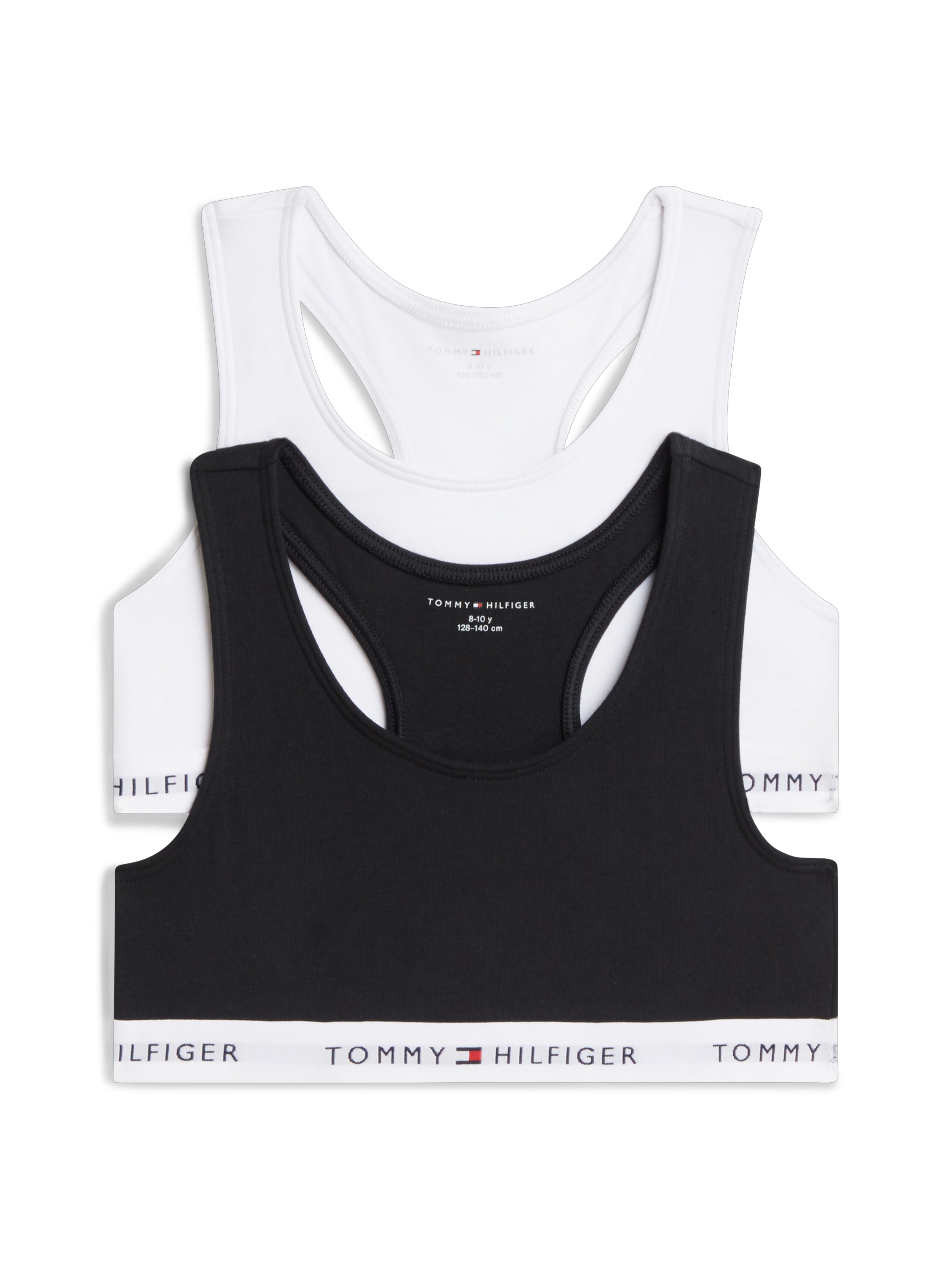Mädchen Bralette "2PK", TOMMY HILFIGER UNDERWEAR, Gr. 164weiß, schwarz, Obermaterial: 95% Baumwolle, 5% Elasthan, Basic, BHs, Racerback-Bralettes mit