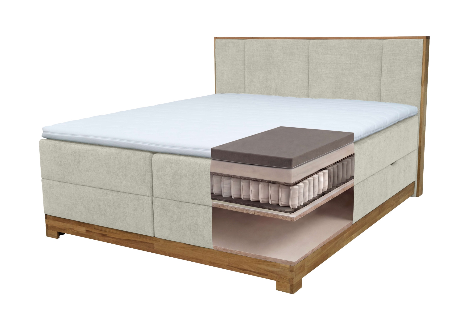 OTTO home Boxbett »Fennor, Doppelbett, Polsterbett, Federkernbett, Komforbett, 160/180 cm« Boxbett: 5-Z-Taschenfederkern im Unterbau, Härtegrad 3, inkl. Topper