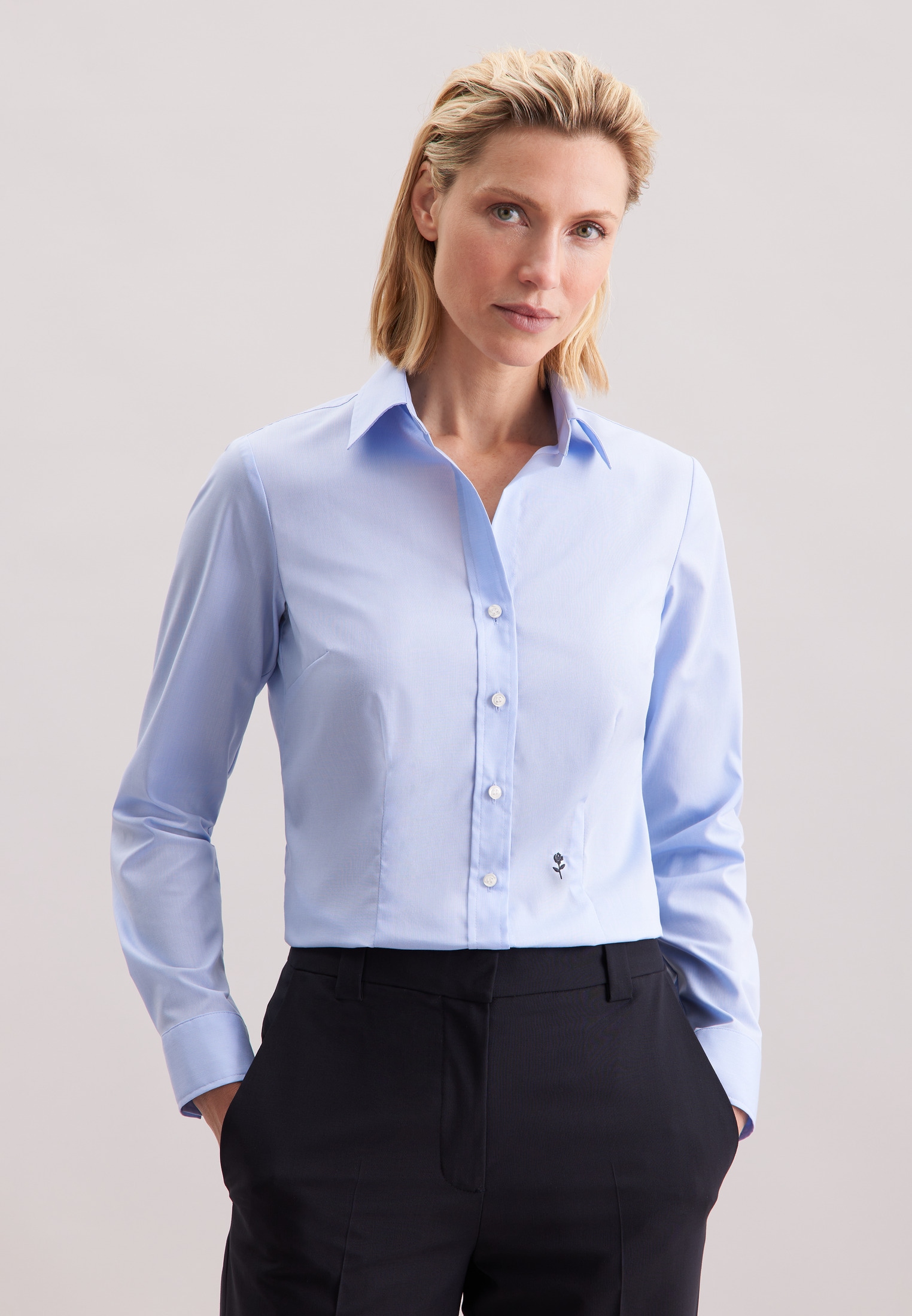 seidensticker Hemdbluse, 1/1 Kragen Uni günstig online kaufen