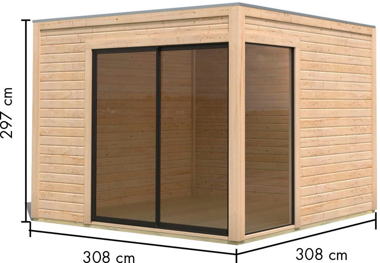 Karibu Gartenhaus »"Ditsche 1", mit Boden und Dachfolie im Paket«, naturbelassen oder anthrazit