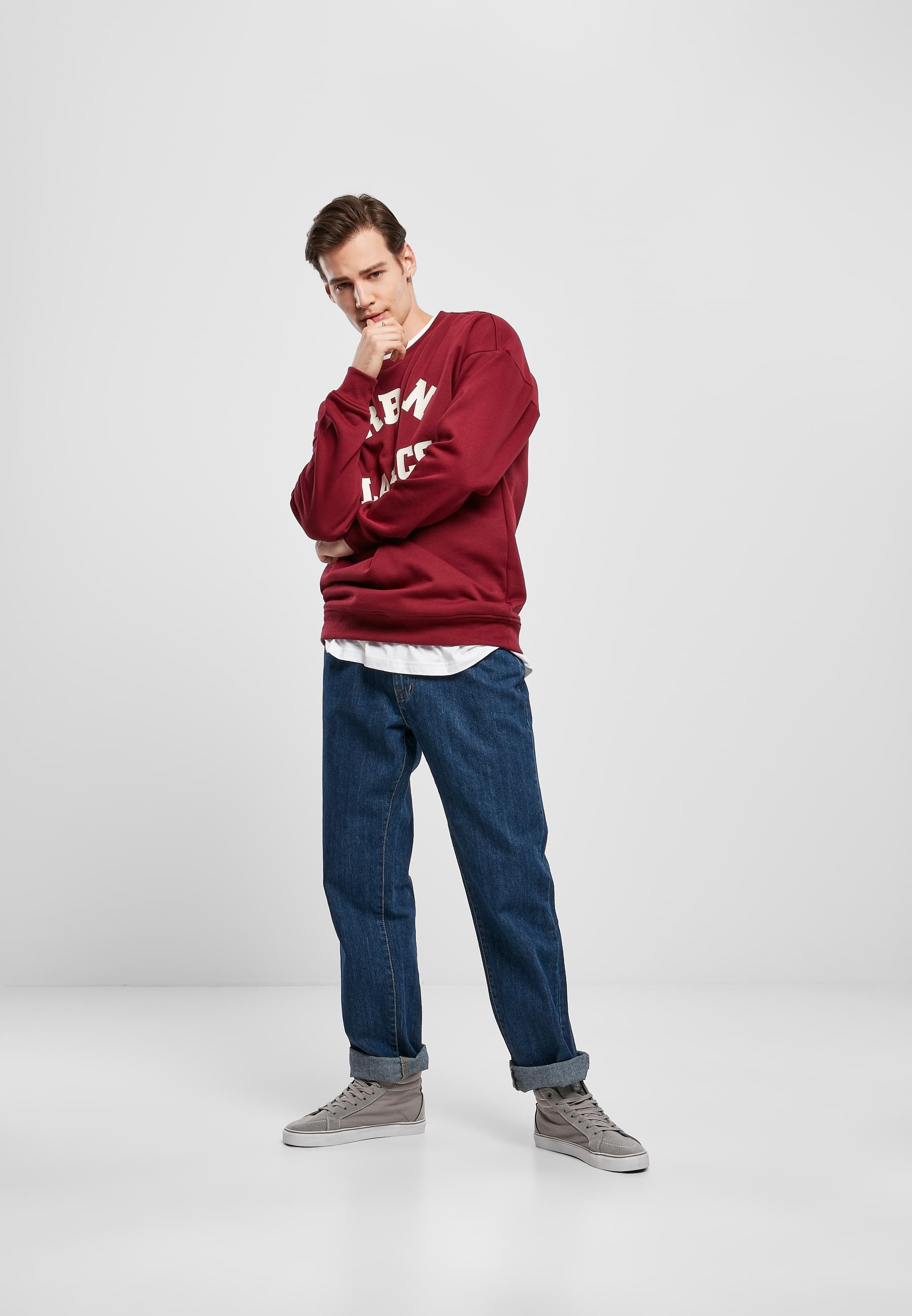 URBAN CLASSICS Rundhalspullover »Urban Classics Herren College Print Crew«, (1 tlg.)