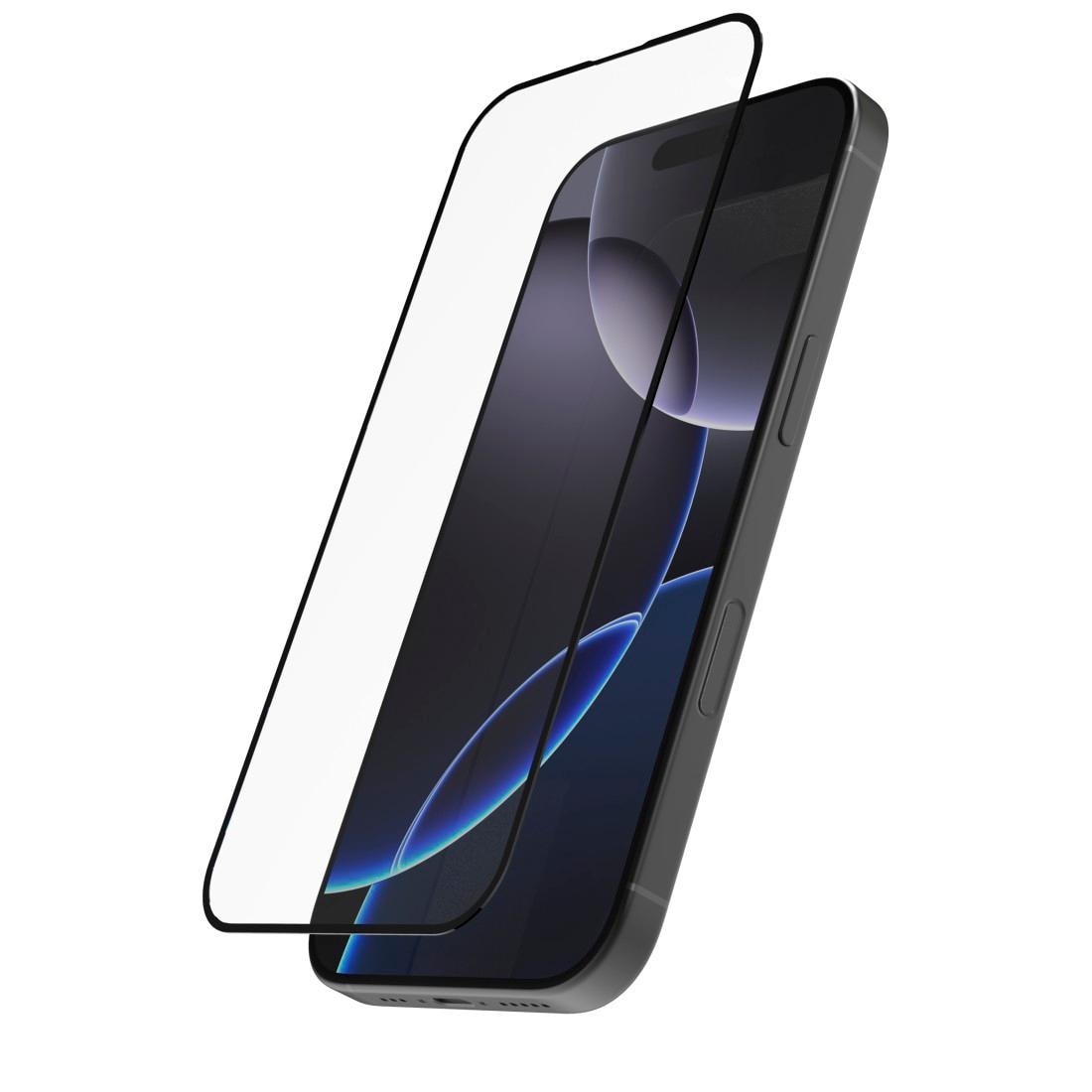 Hama Displayschutzglas »D3O Displayschutz, Schutzglas für Apple iPhone 16 Pro«, für iPhone 16 Pro, mit Montagehilfe, extrem robust und langlebig