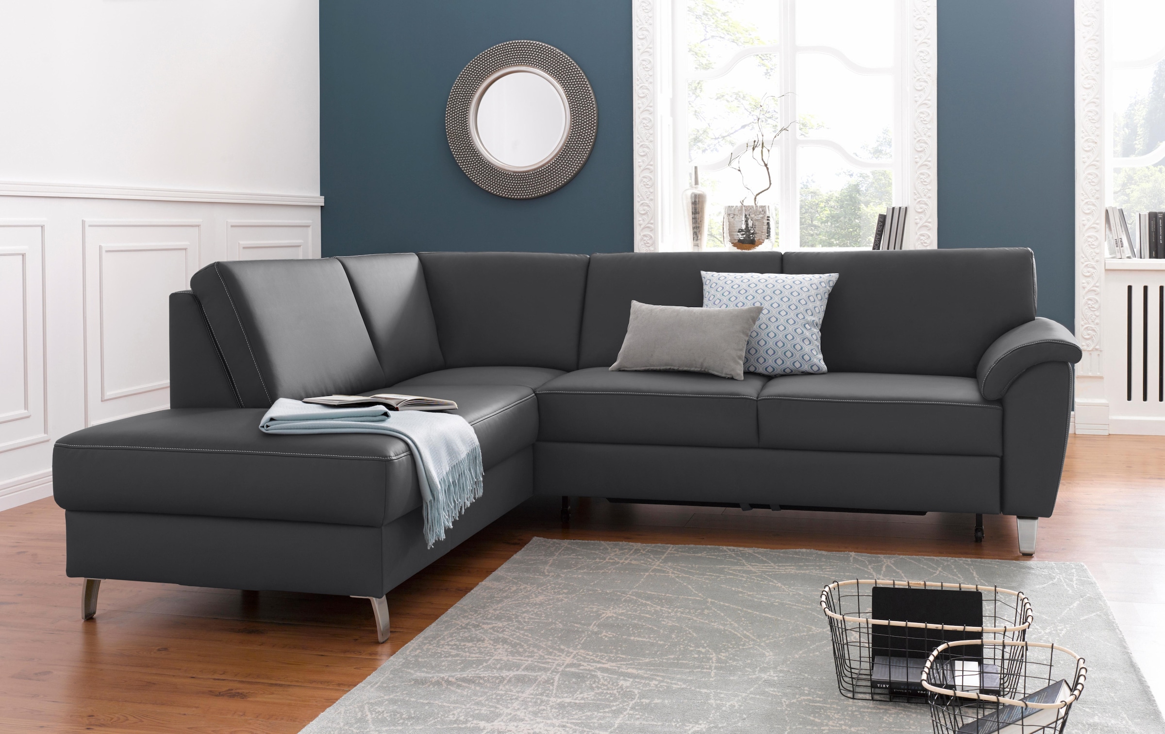 sit&more Ecksofa "Texel L-Form", mit Federkern, wahlweise mit Bettfunktion und Bettkasten