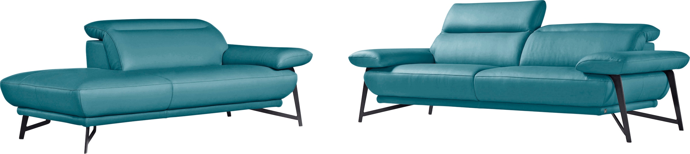 Egoitaliano Polstergarnitur »Anais, Design mit hohem Sitzkomfort für mehr Bequemlichkeit«, Set: bestehend aus Sofa und Ottomane, inkl. Kopfteilverstellung