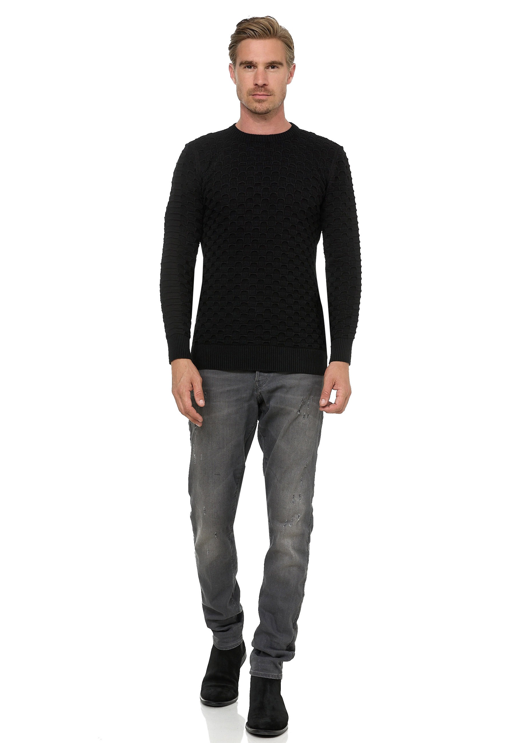 Rusty Neal Strickpullover, mit modernem Strickmuster