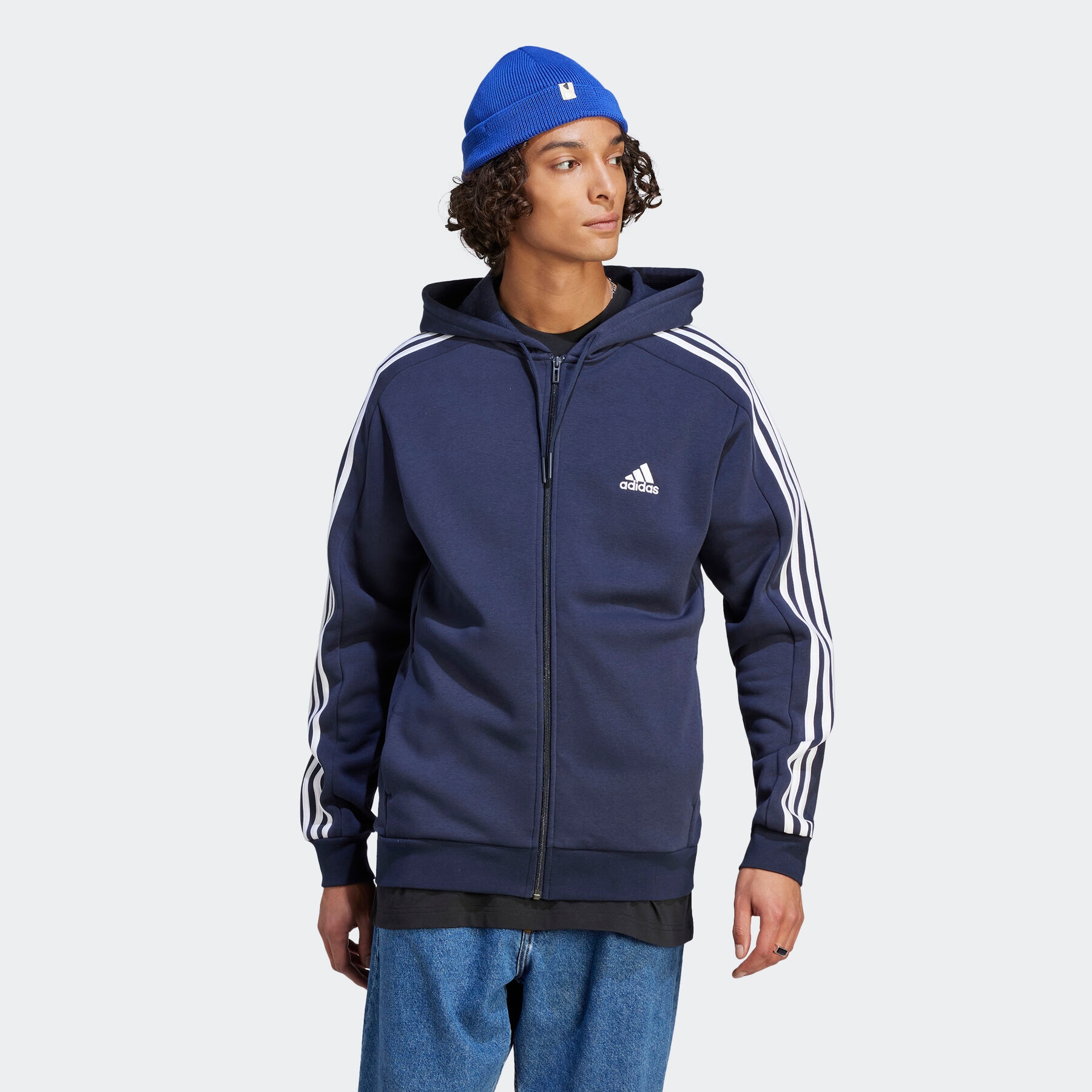 adidas Sportswear Kapuzensweatjacke "ESSENTIALS 3STREIFEN KAPUZENJACKE", angenehmes Material aus Baumwollmix