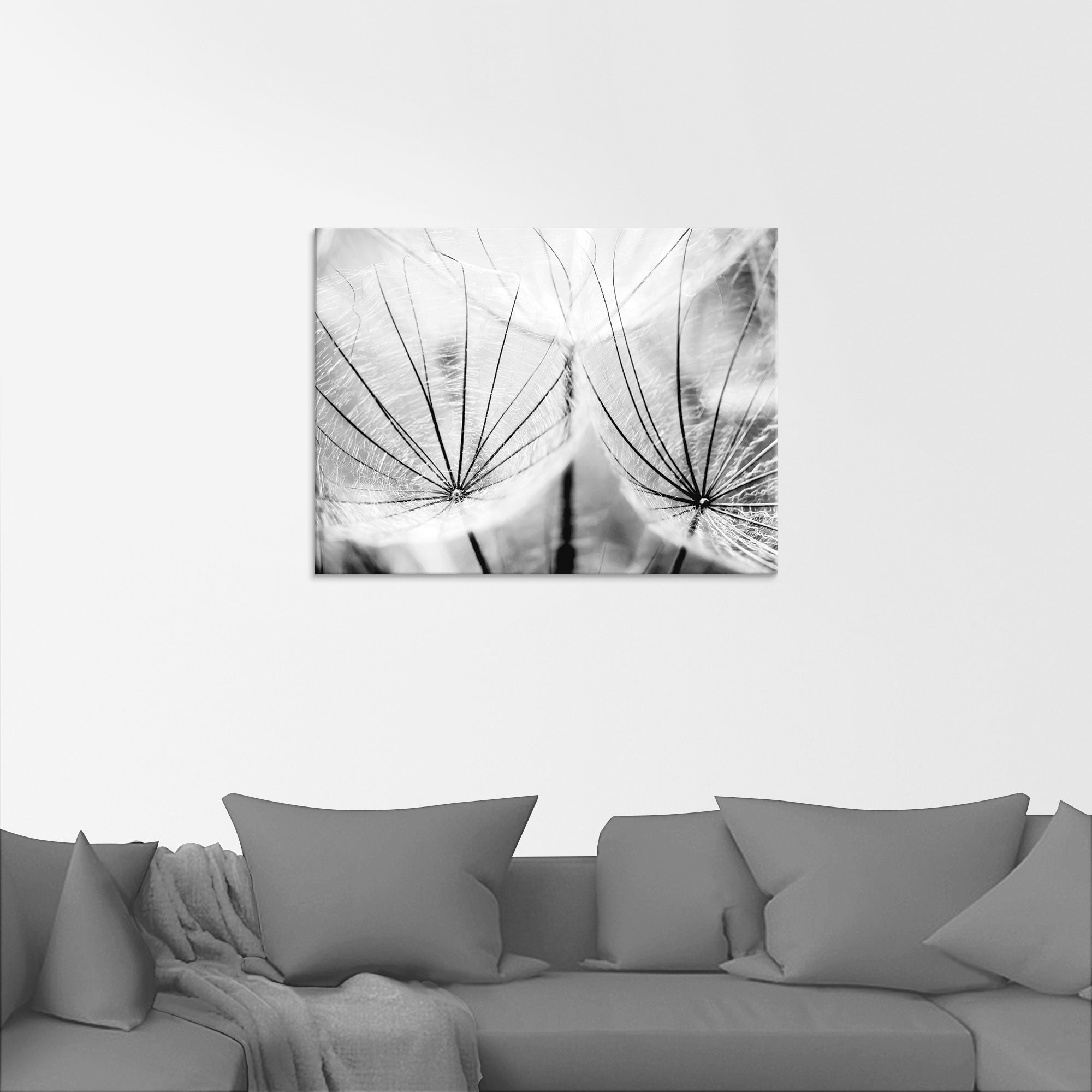 Artland Glasbild »Pusteblume in schwarzweiß«, Blumen, (1 St.), in verschiedenen Größen