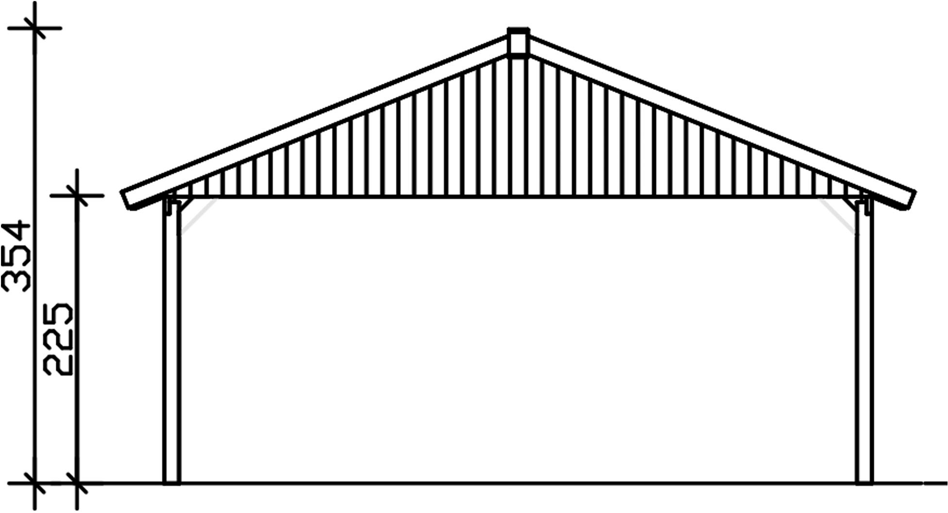 Skanholz Doppelcarport »Wallgau«, Nadelholz, 530 cm, Grün, mit schwarzen Dachschindeln
