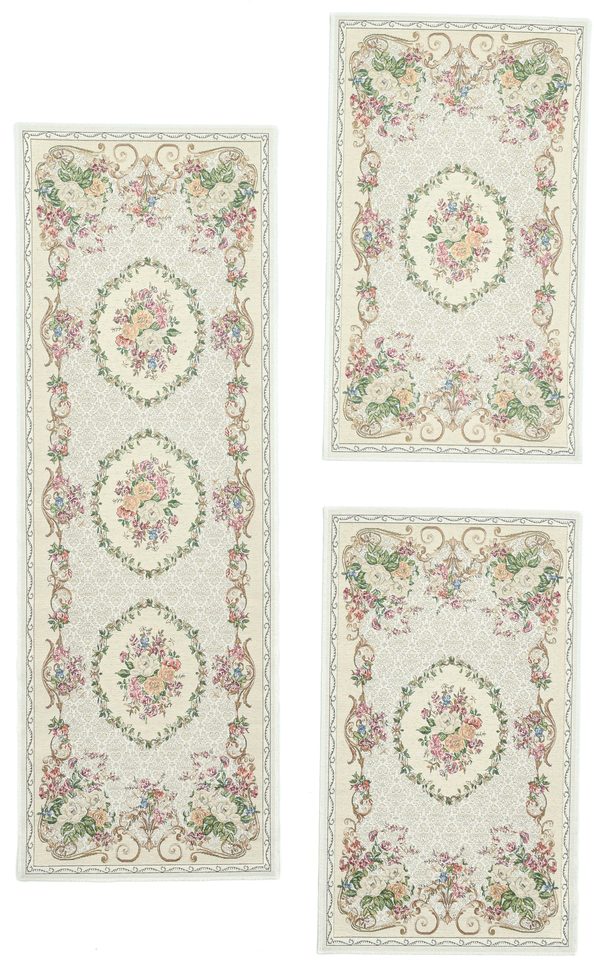 THEKO Bettumrandung "Flomi Floral", (3 tlg.), Bettvorleger, Läufer-Set für das Schlafzimmer, gewebt, Blumen Design