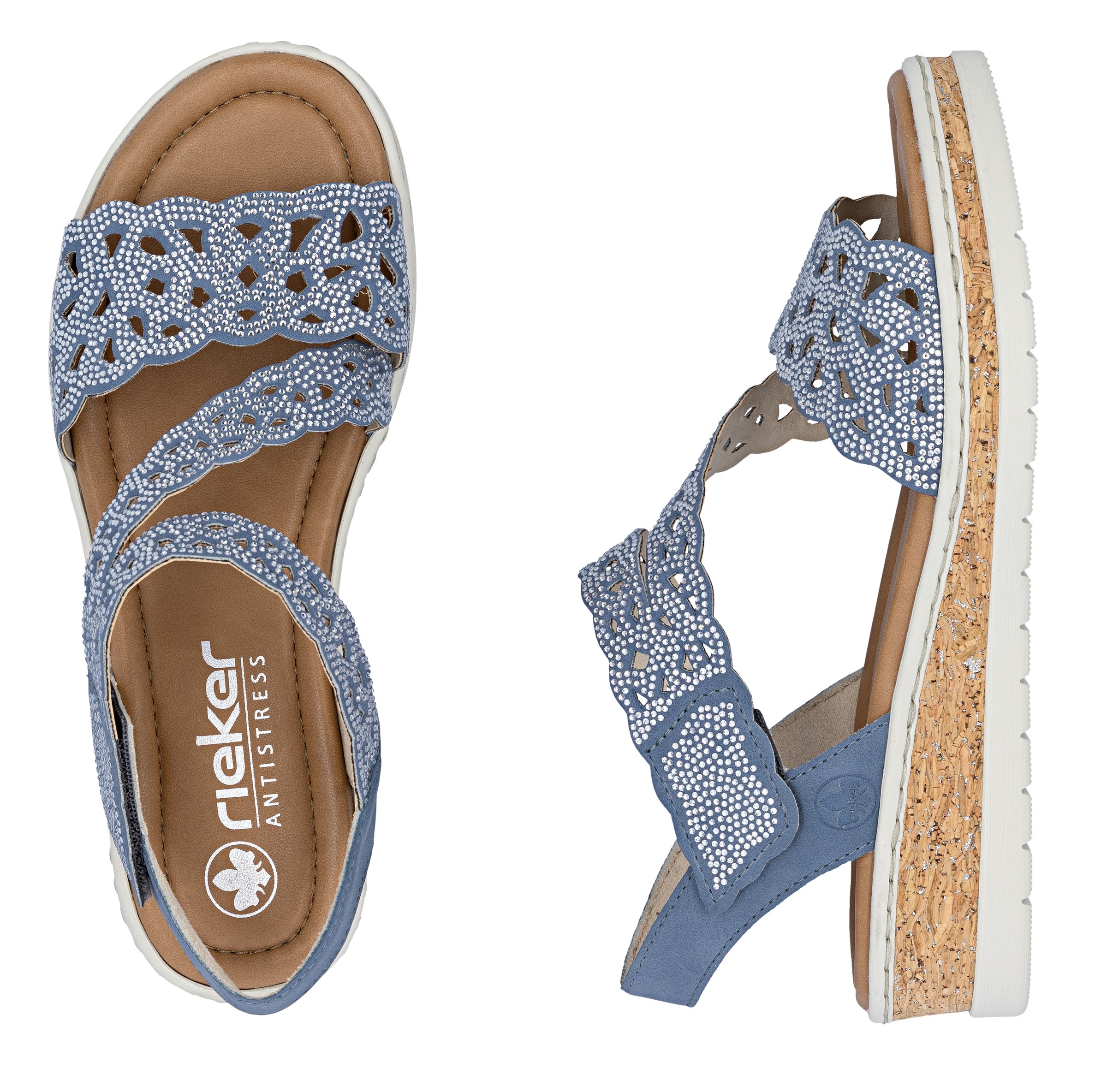 Rieker Keilsandalette  Keilsandalette, Sommerschuh, Urlaubsschuh mit Glitzersteine