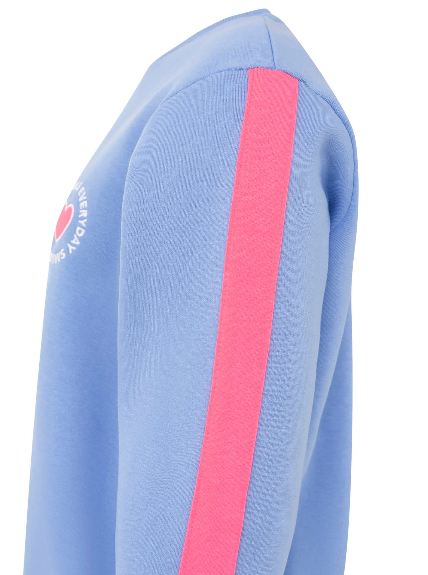 Zwillingsherz Sweatshirt »"Smile Everyday"«, pinker Streifen am Arm, Rundhals, gesticktes Herz und Schrift
