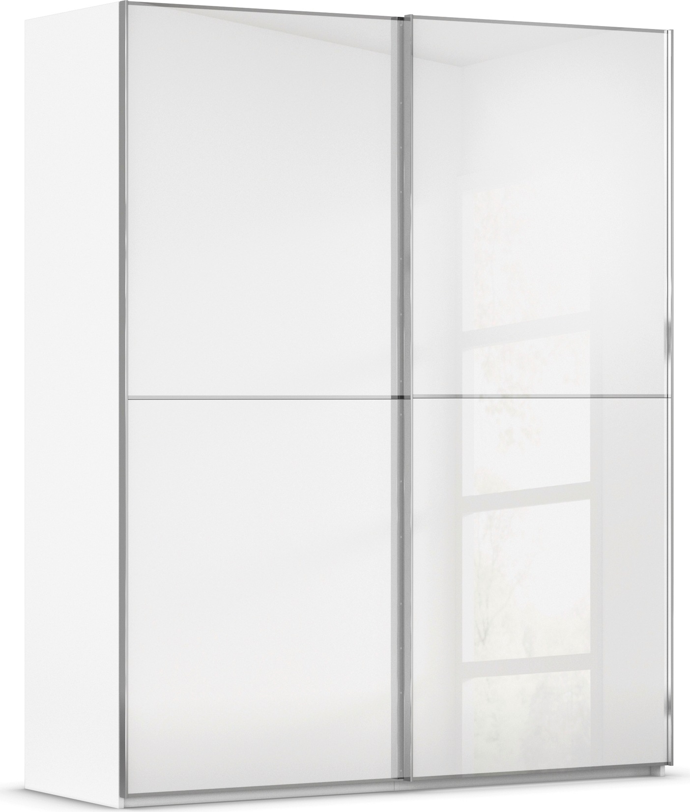 rauch Schwebetürenschrank "Kleiderschrank Schrank Garderobe Schlafzimmerschrank SCALE-DUO" edle zweigeteilte Türen Glas-Front mit 3 Zierleisten MADE IN GERMANY