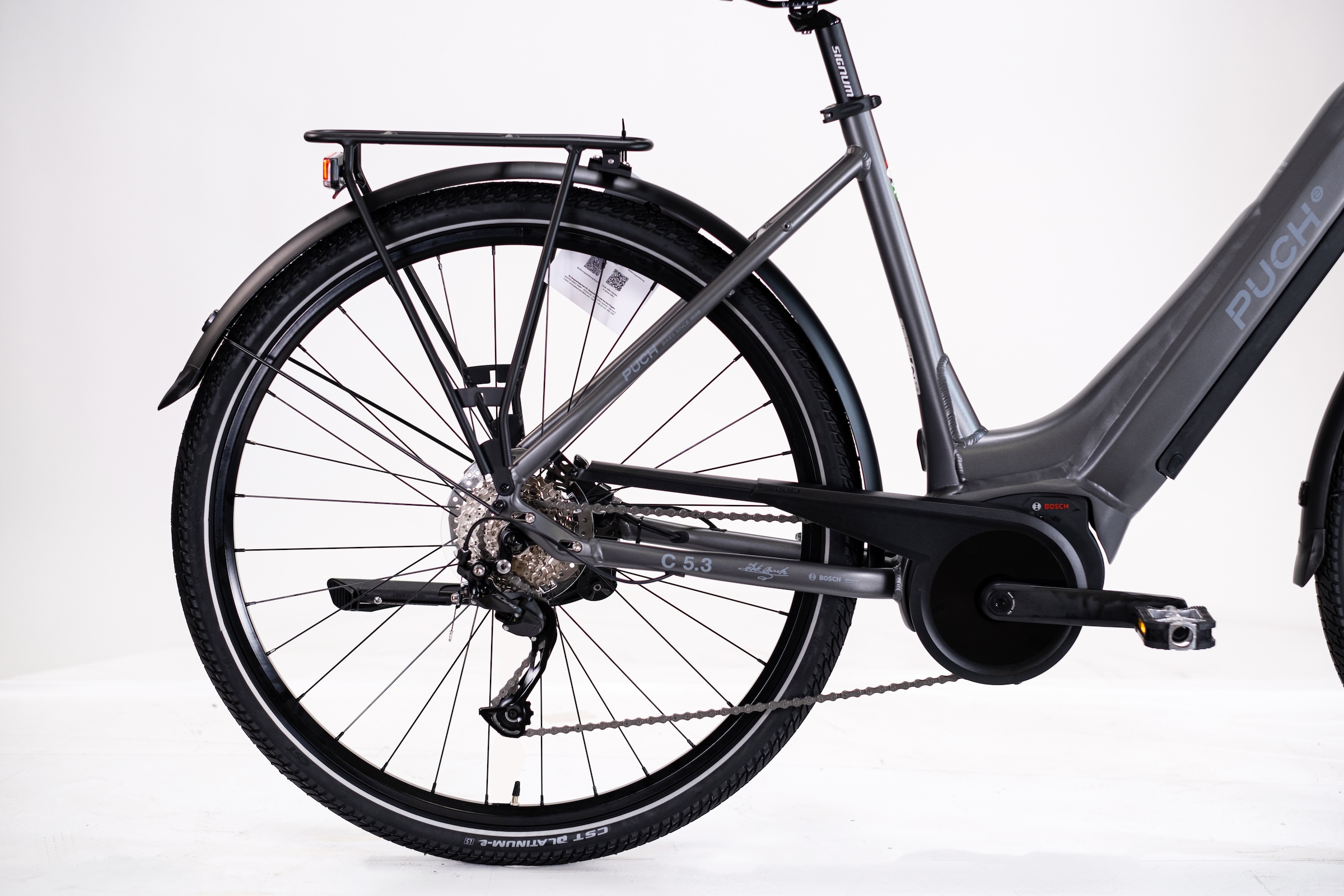 PUCH »PUCH C5.3 ALIVIO / BOSCH 500 Wh 28" grau 9-Gänge« 9 Gang Shimano Alivio RDM3100 Schaltwerk Kettenschaltung Mittelmotor 250 W BOSCH PERFORMANCE LINE 36 V/250 W, Mittelmotor