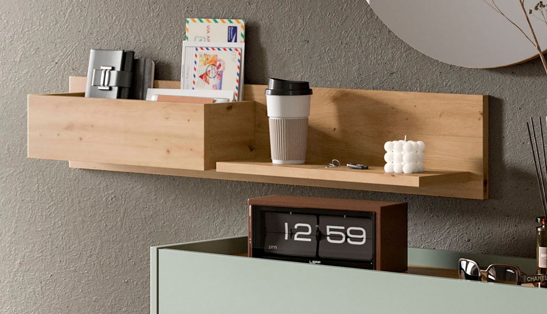 INOSIGN Wandregal »EVRID, Breite 110cm, inkl. 1 Ablageboden & 1 offenem Fach« individuell mit anderen Artikel der Serie EVRID erweiterbar, 1 Stk. tlg. Wandboard, Ablageboard, Regal, Regalboard, Wandpaneel