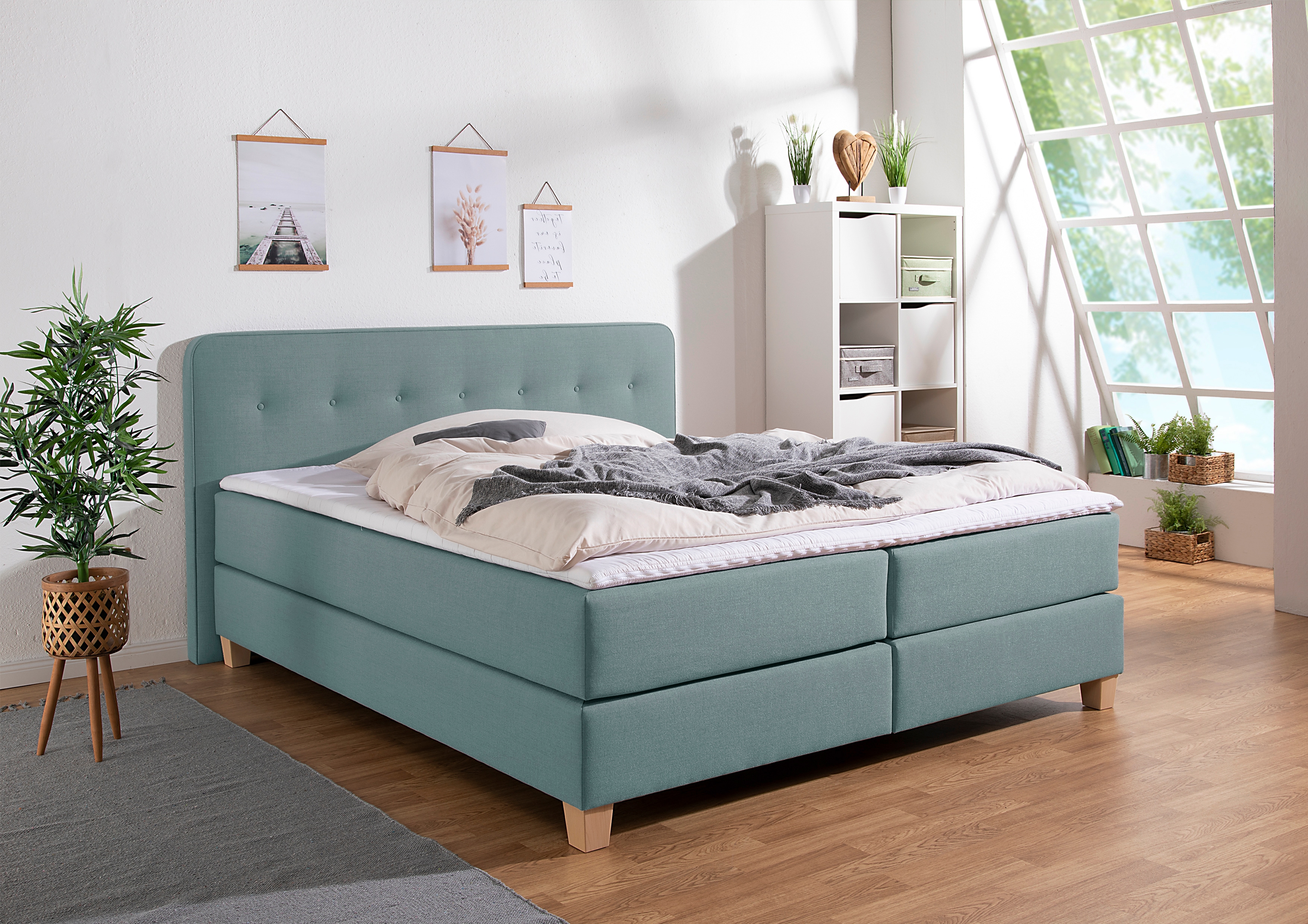Home affaire Boxspringbett "Fargo" inkl. Topper, in 3 Matratzenarten, in Samt- oder Strukturstoff