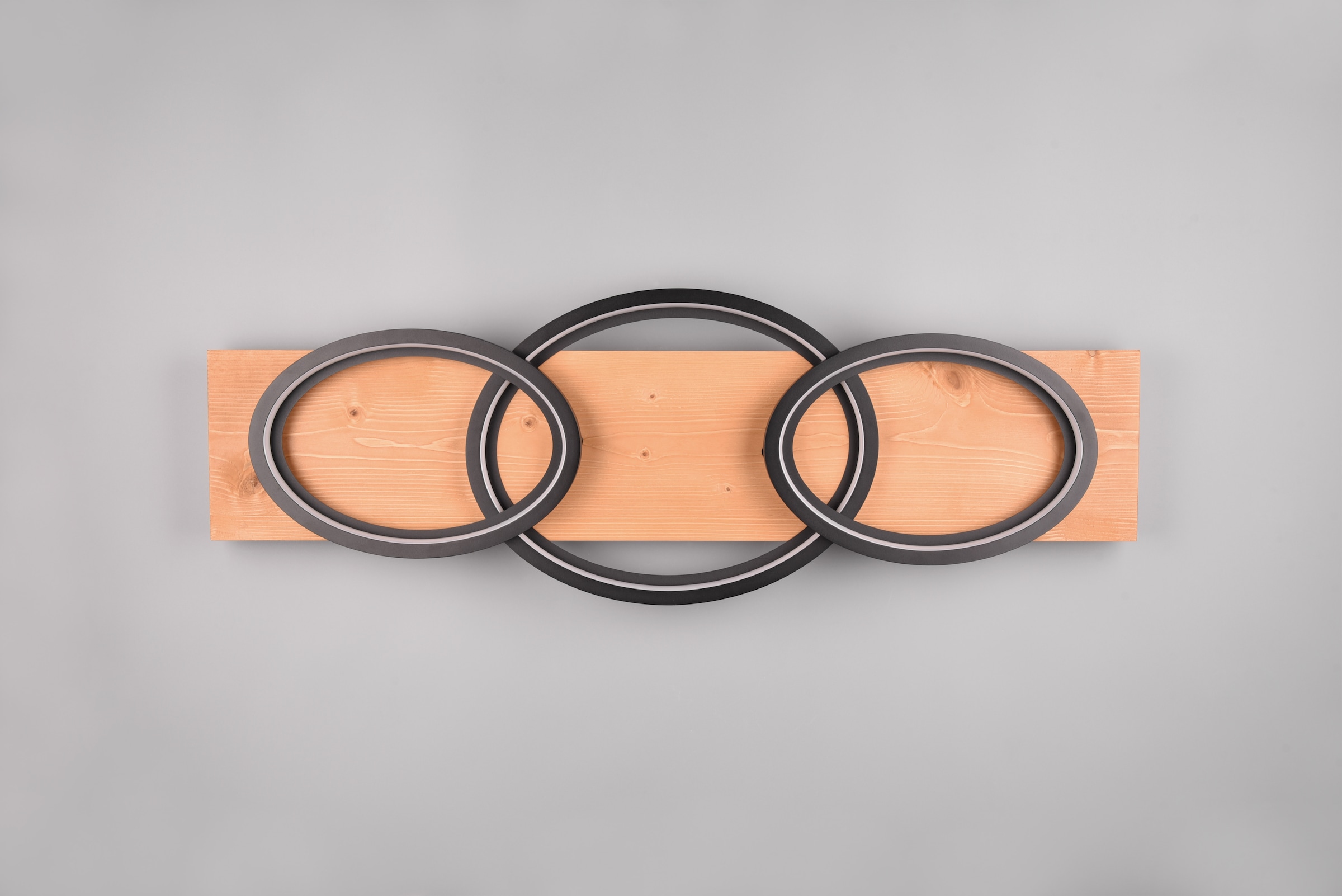 TRIO Leuchten LED Deckenleuchte »BARCA, dimmbare Deckenlampe aus Holz & Metall mit indirektem Licht«, 1 flammig, Leuchtmittel LED-Board | LED fest integriert, LED warmweiß & 4700 Lumen, für Wand- und Deckenmontage, 3 Dimmstufen