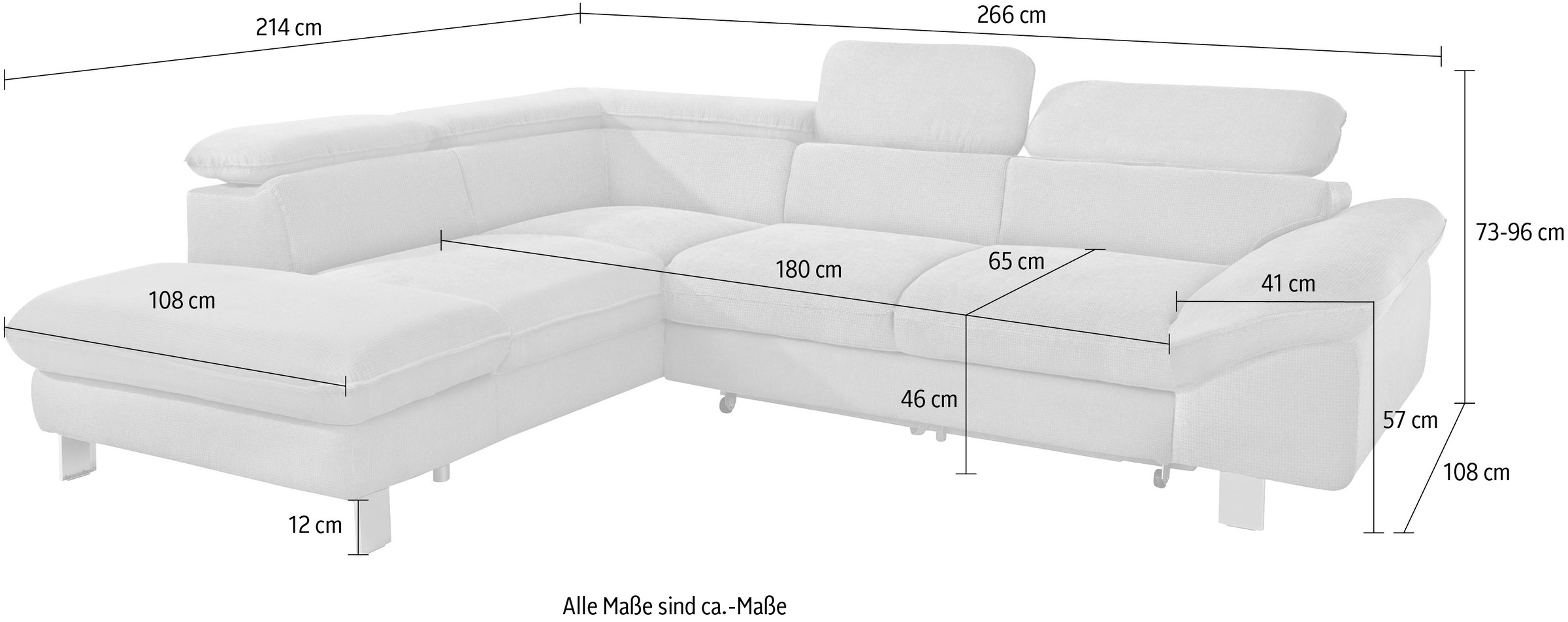 COTTA Polstergarnitur »Driver«, (Set, 2 tlg.), bestehend aus Ecksofa und Hocker, mit Kopfteilverstellung