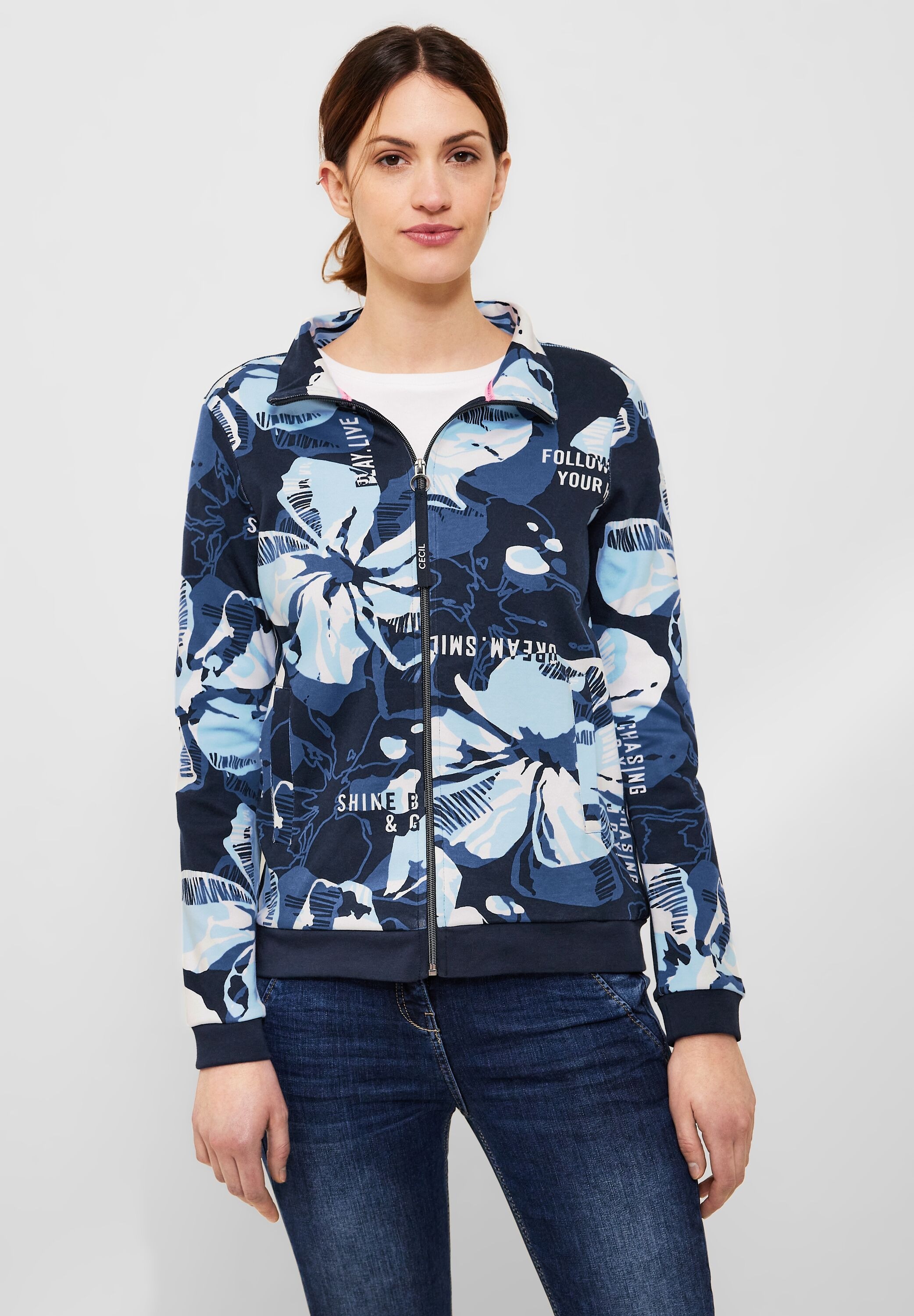 bestellen BAUR Shirtjacke, Stehkragen Cecil für mit |