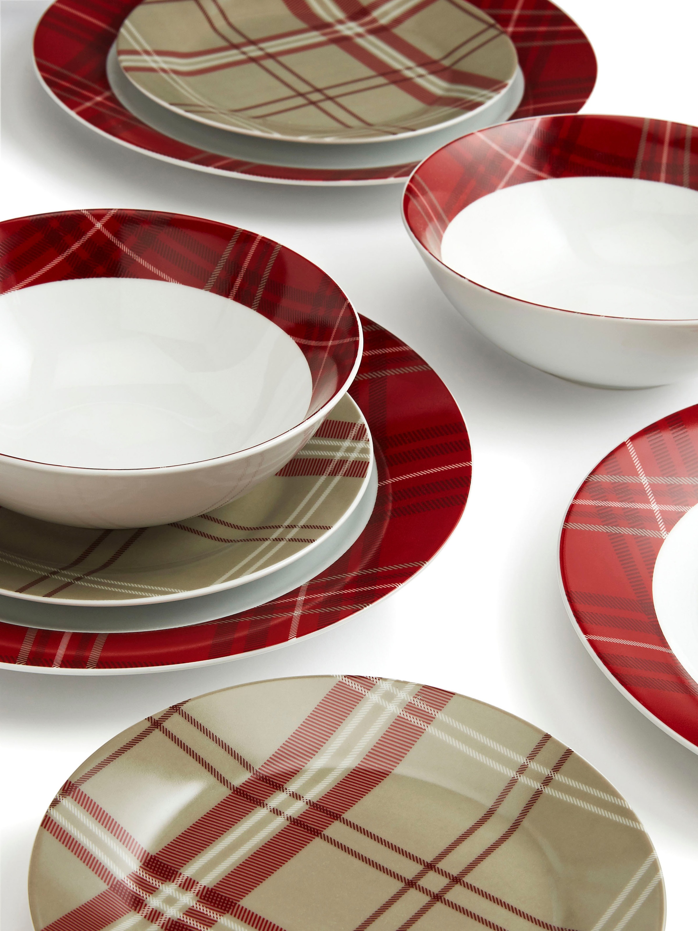 Retsch Arzberg Kombiservice »Geschirr-Set, Service Highland Red«, (Set, 32 tlg.), mit zeitlosem Schottenkaro-Design, 32 Teile, für 8 Personen