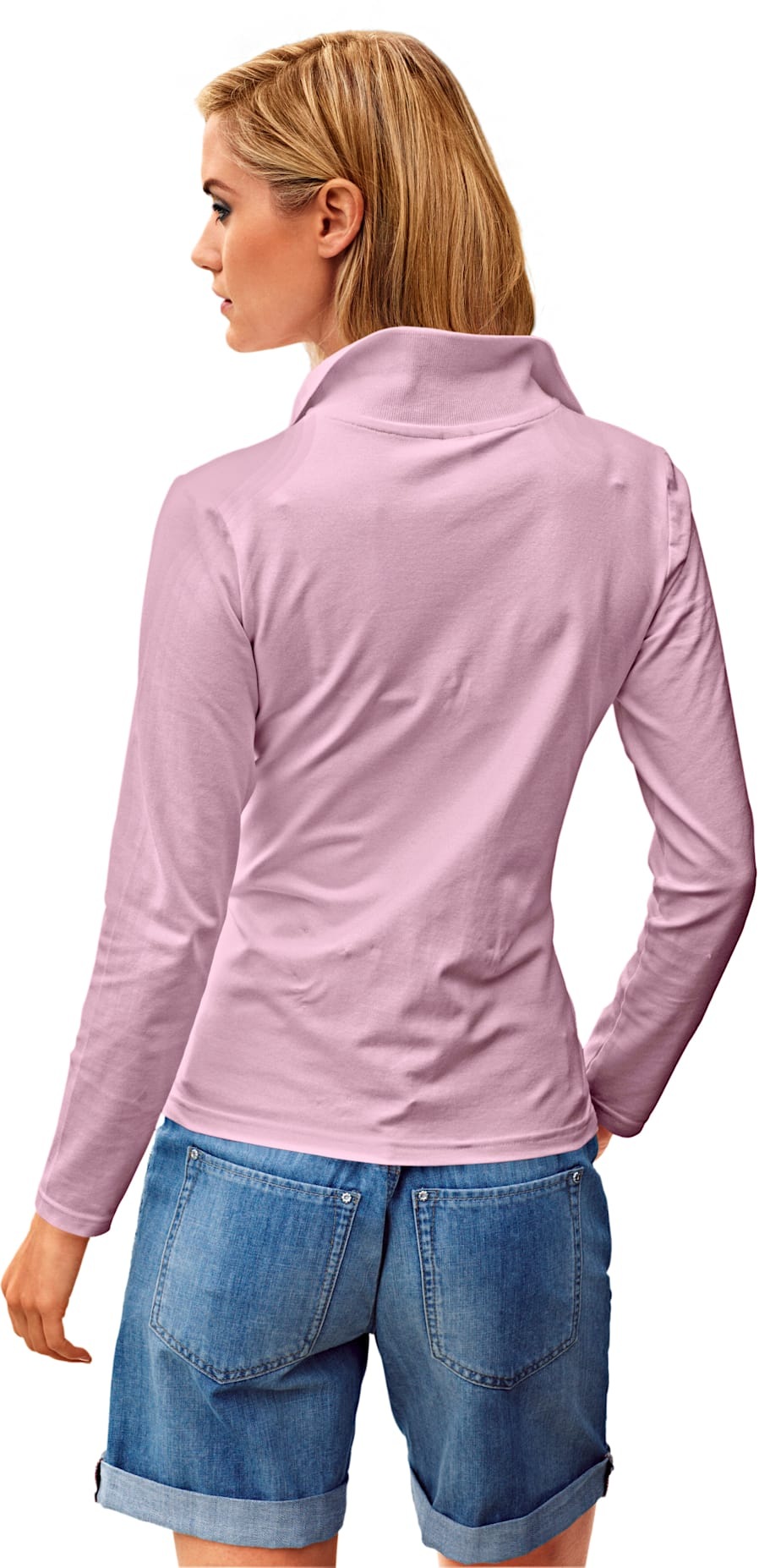 Poloshirt HEINE "Poloshirt", Damen, Gr. 42, rosa (rosé), 95% Baumwolle, 5% Elasthan, unifarben, Shirts 2