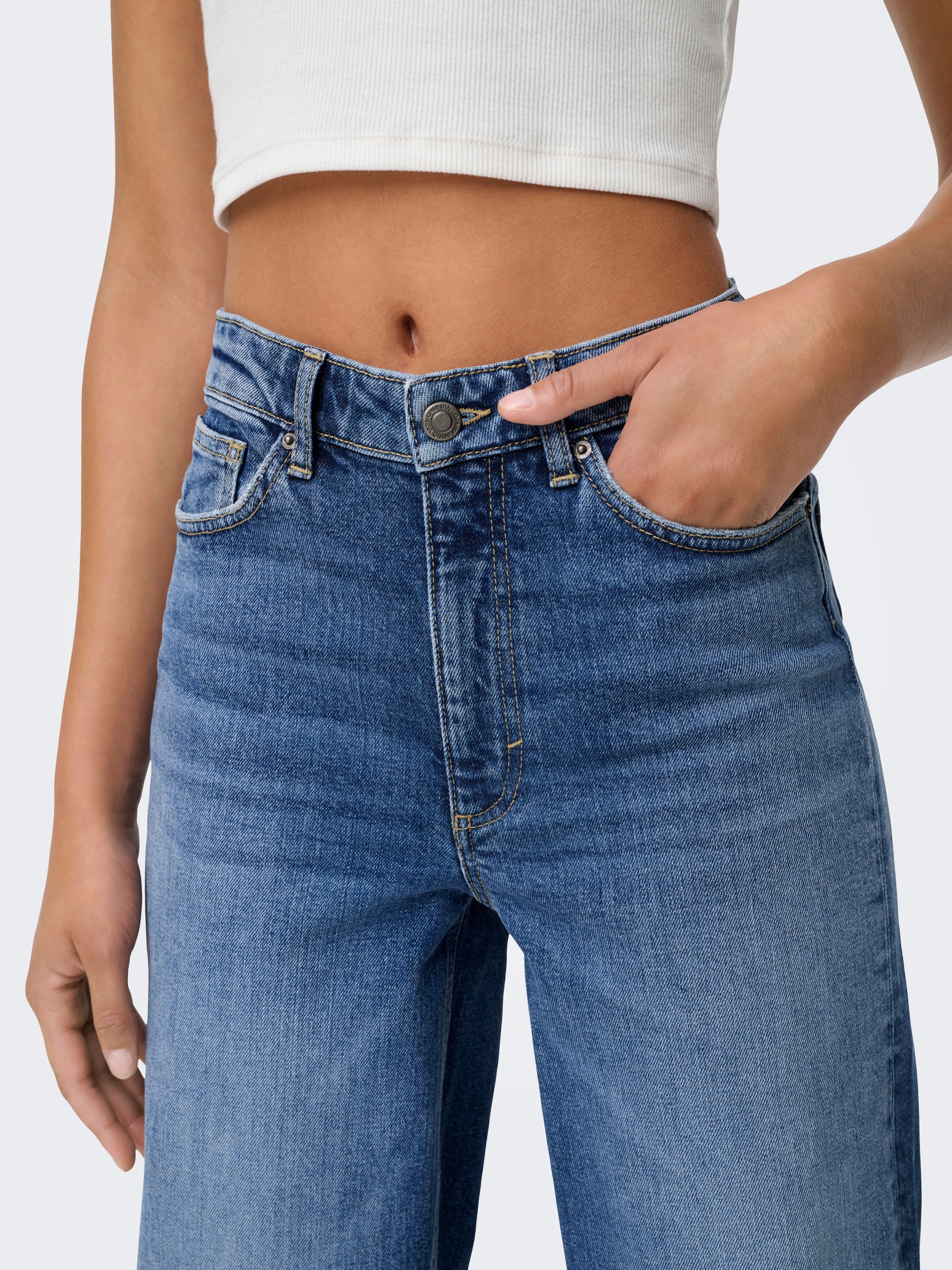 ONLY High-waist-Jeans "ONLJUICY HW WIDE LEG DOT330 DNM NOOS" Baumwollmischu günstig online kaufen