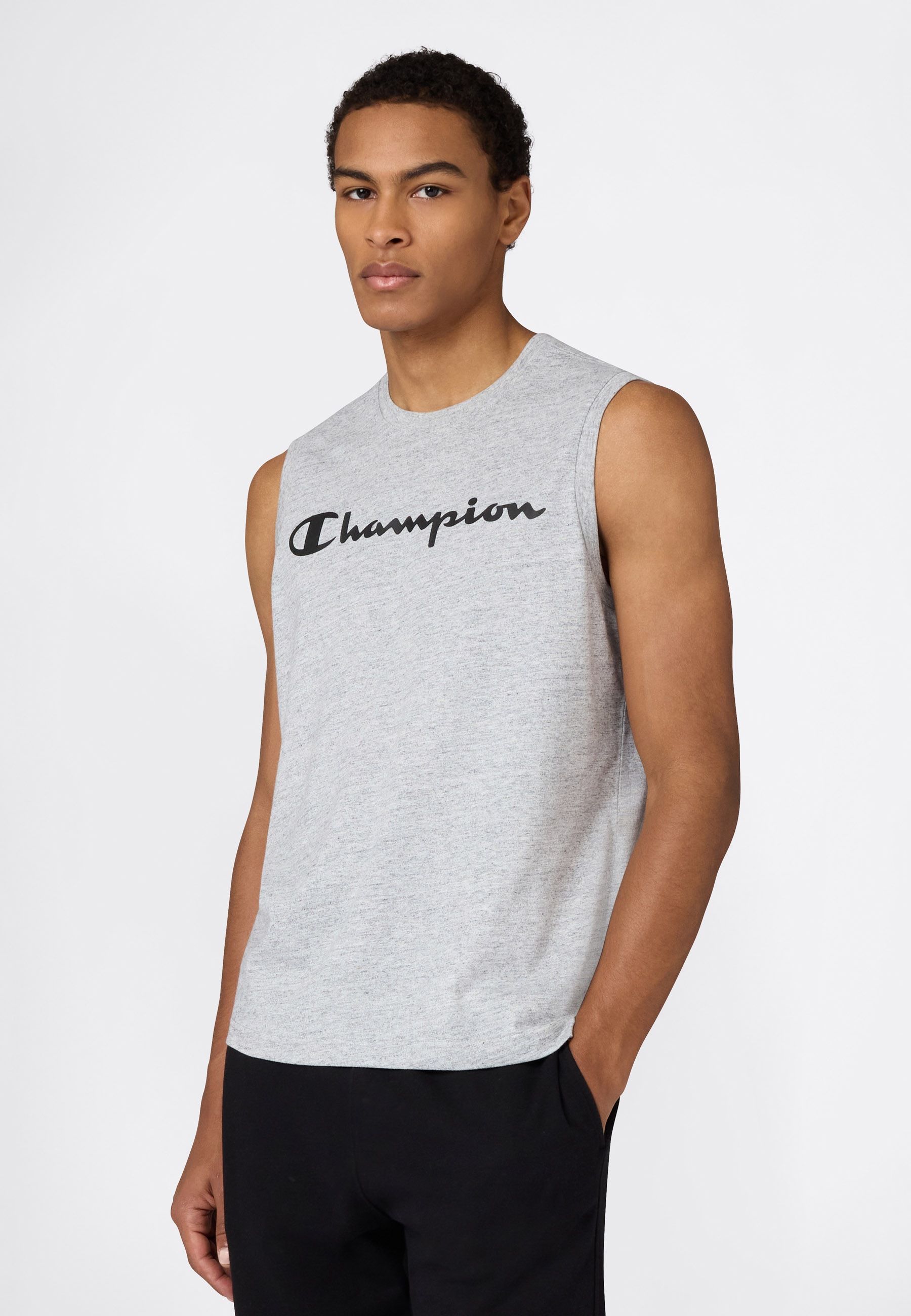 Tanktop CHAMPION "BASICS Sleeveless T-Shirt Large Logo", Herren, Gr. XL, noxm, Obermaterial: 100% Baumwolle, normal, Rundhals, Tops Tanktop, sportliche Schnittform, sportlicher Stil, mit Rundhalsausschnitt