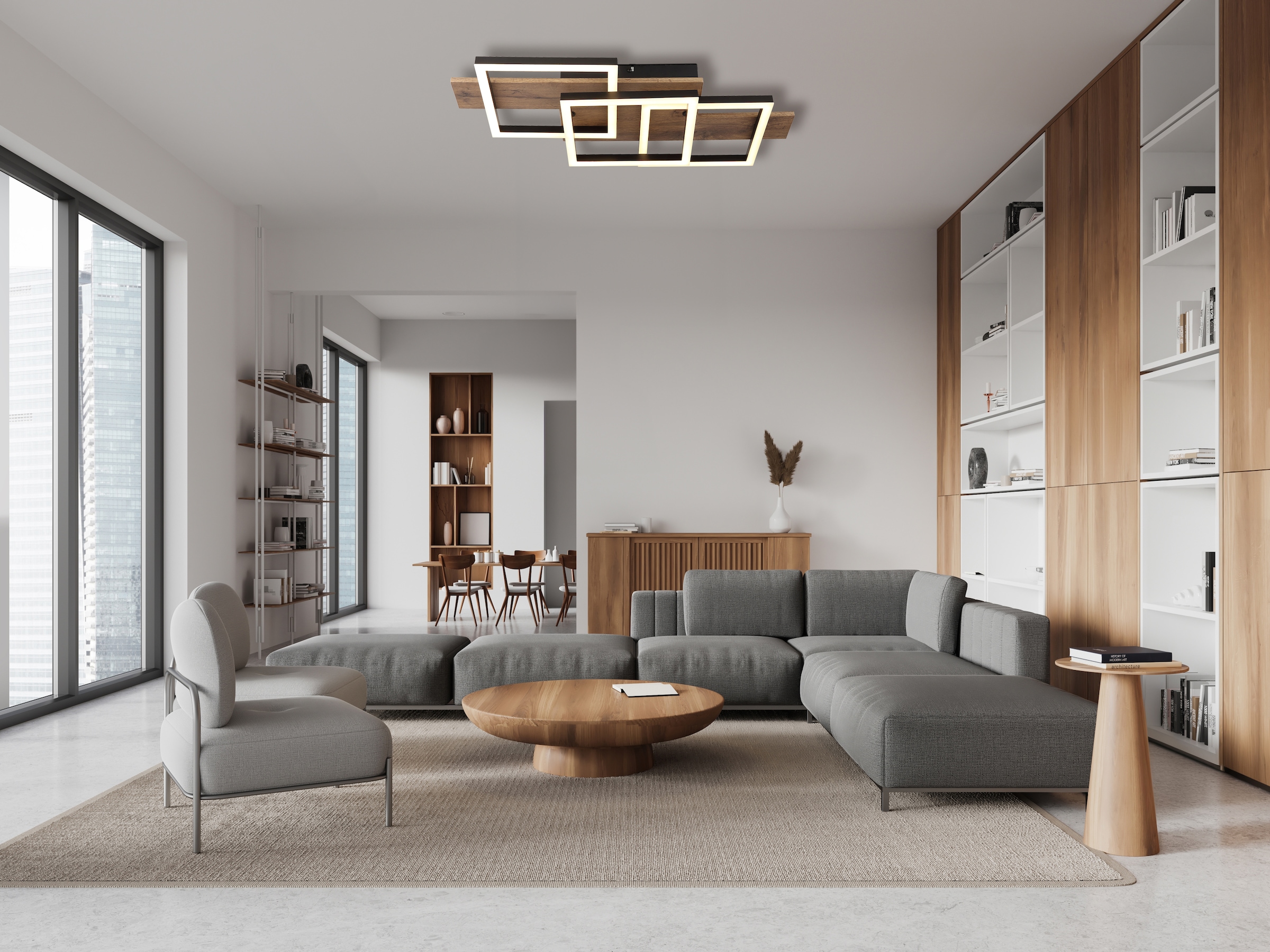 GLOBO LIGHTING Deckenleuchte »JEFFRY« LED-Modul 1 Stk. Warmweiß Deckenlampe Wohnzimmer-Leuchte Schlafzimmer-Leuchte Flur Küche