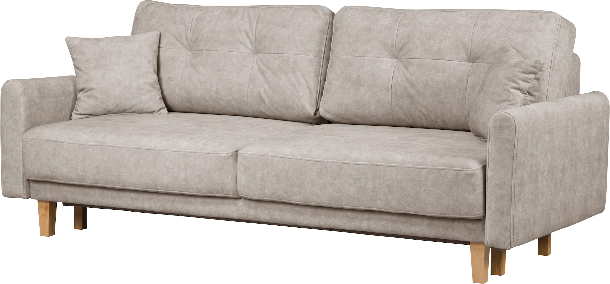 Home affaire 3-Sitzer »TRIPLO optionale Schlafsofa mit Bettkasten, Maße B/T/H: 215/100/89 cm«, Wahlweise Bettfunktion - Liegefläche 145x191 cm, Rücken-, Zierkissen
