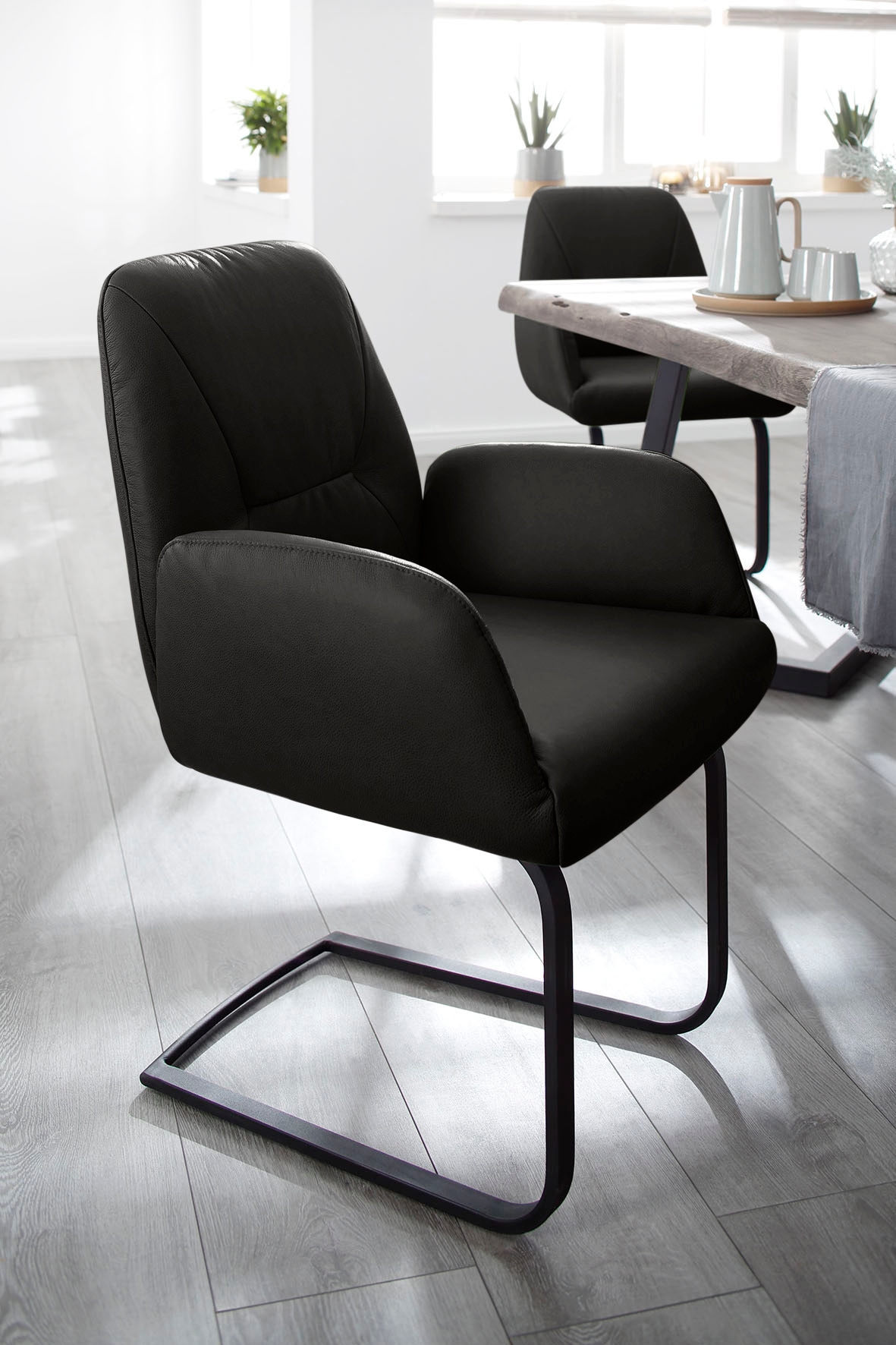 W.SCHILLIG Freischwinger »ole«, (Set), 4 St., Longlife Xtra-Leder Z59, 2er- oder 4er-Set, Gestell in Schwarz pulverbeschichtet