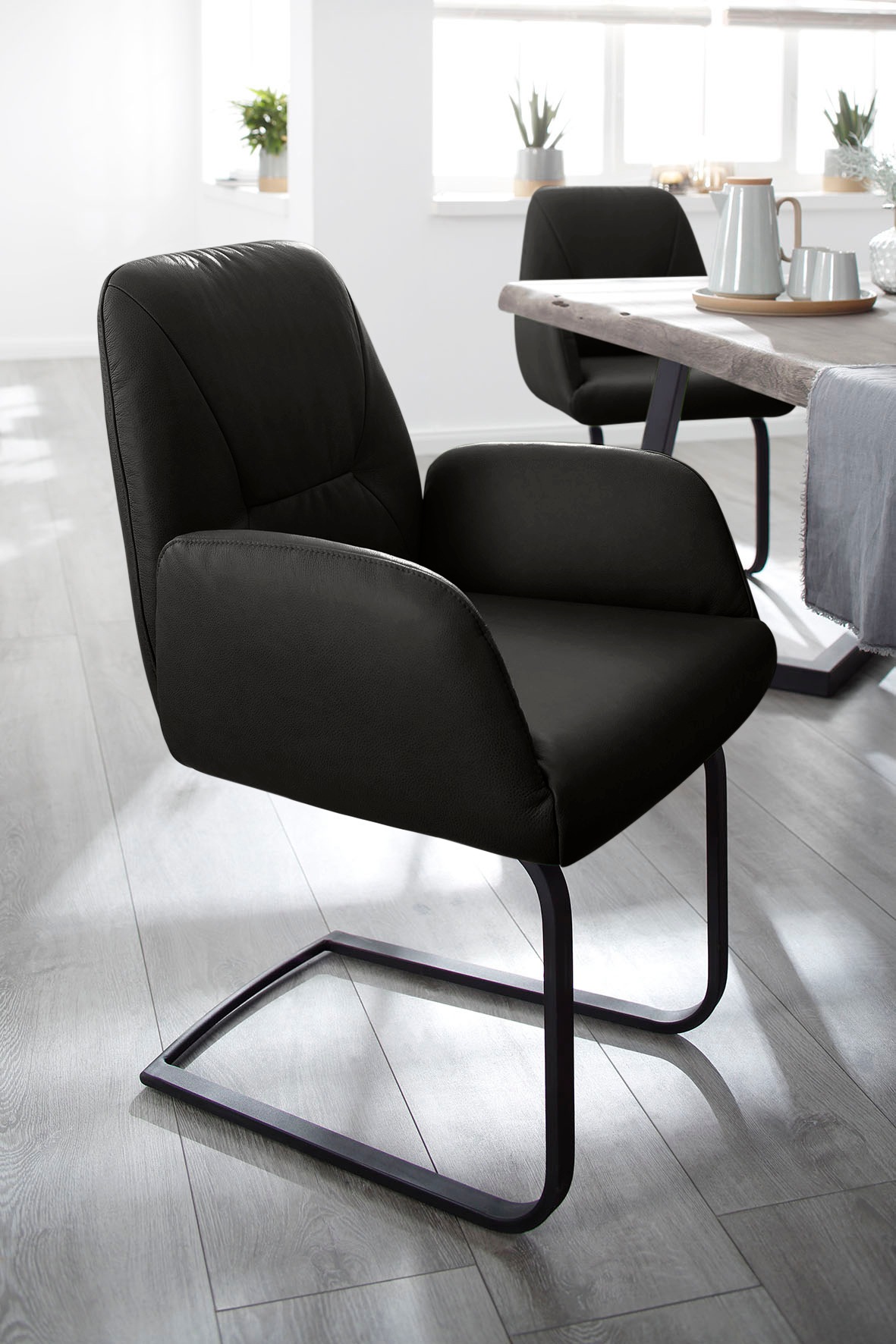 Thumbnail - W.SCHILLIG Freischwinger "ole" (Set) 4 Stk. Longlife Xtra-Leder Z59 2er- oder 4er-Set, Gestell in Schwarz pulverbeschich...