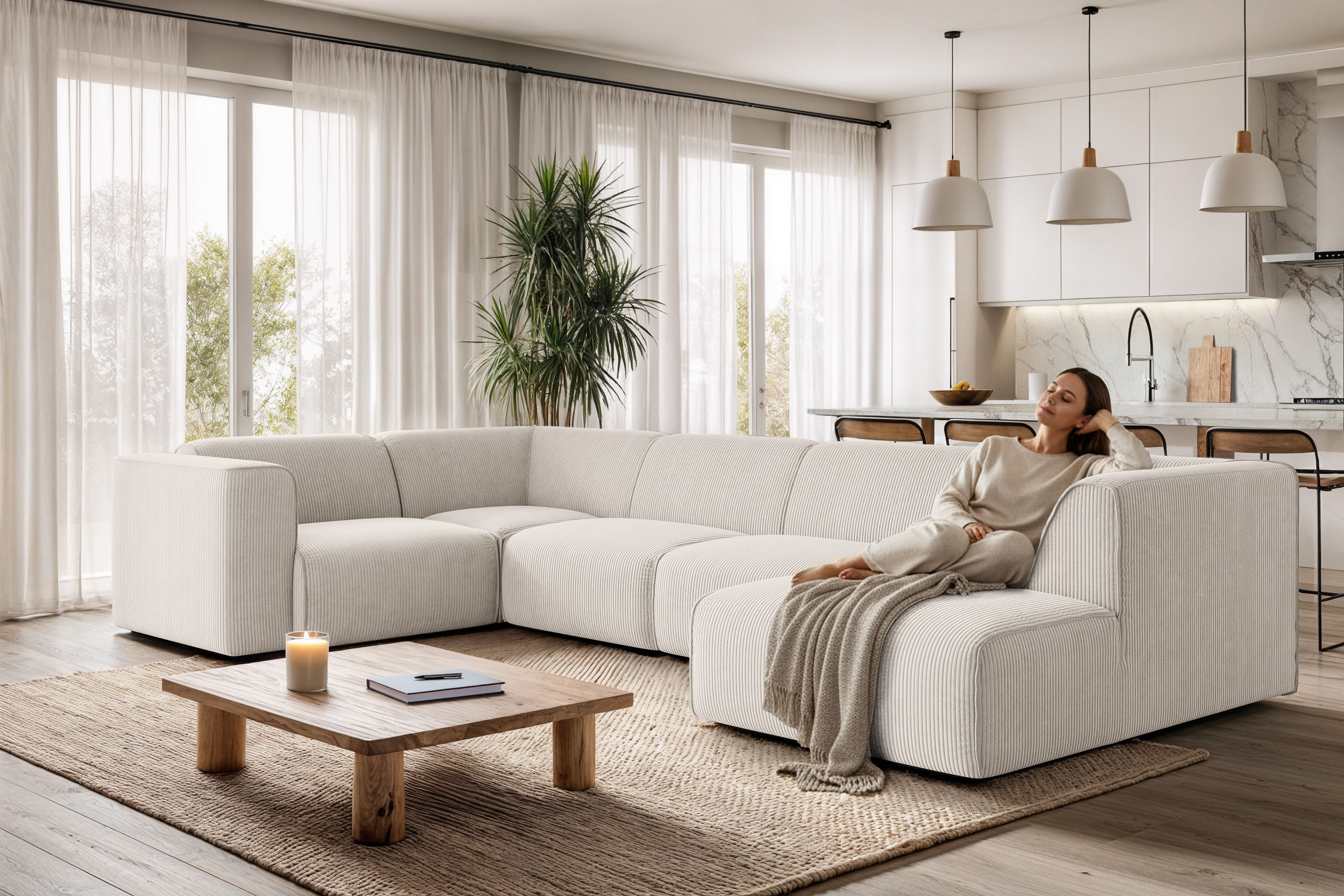 OTTO home Wohnlandschaft "Merid U-Form, B: 367 cm" jederzeit durch Module erweiterbar