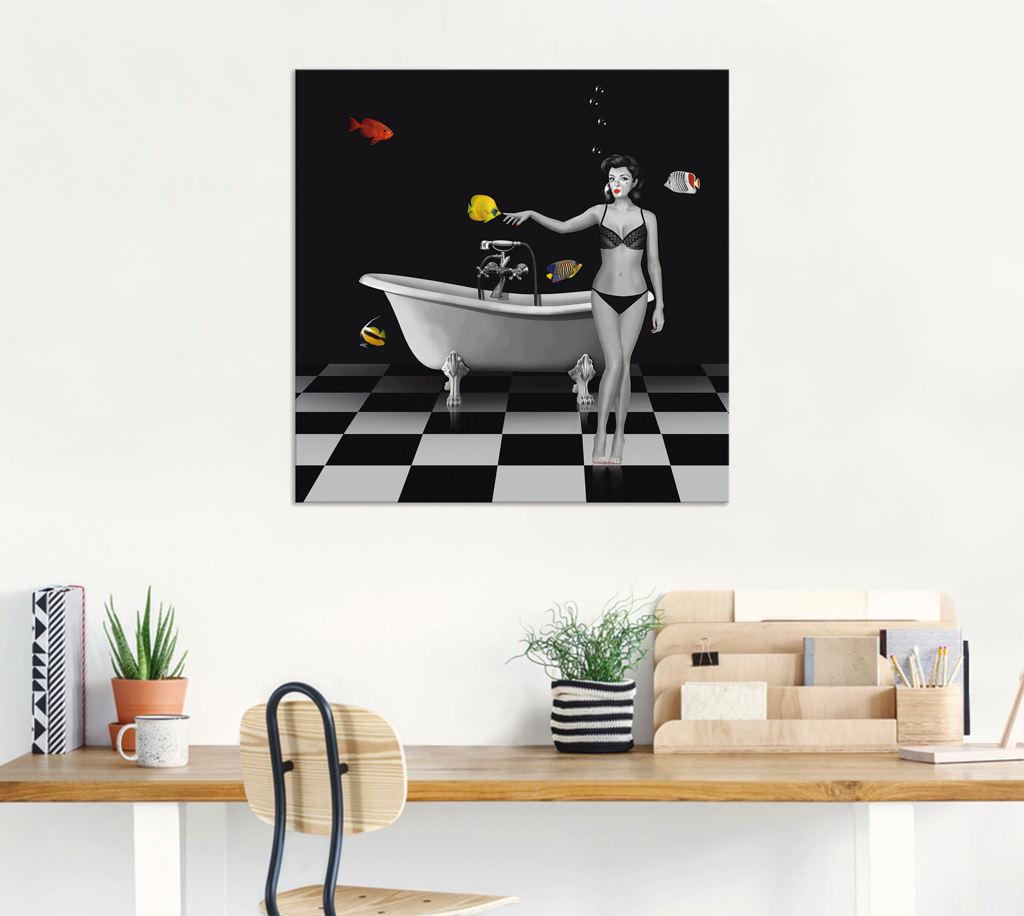 Artland Wandbild »Ein Badezimmer für Fische«, Frau, (1 St.), als Alubild, Outdoorbild, Leinwandbild in verschied. Größen