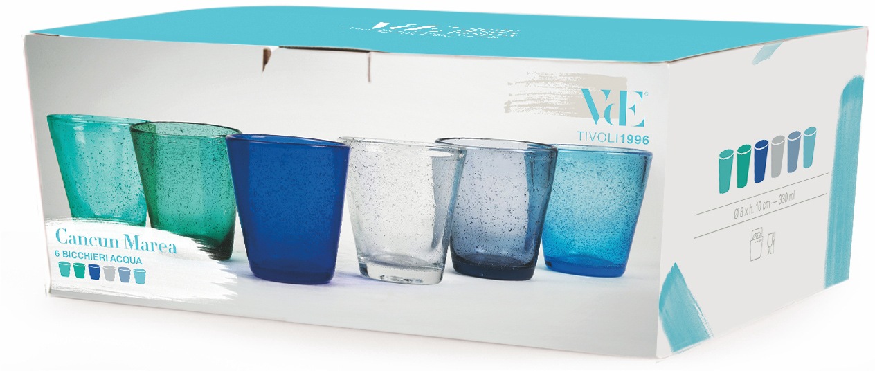 Villa d'Este Gläser-Set »Cancun Marea«, (Set, 6 tlg.), Wassergläser-Set, 6-teilig, Inhalt 330 ml