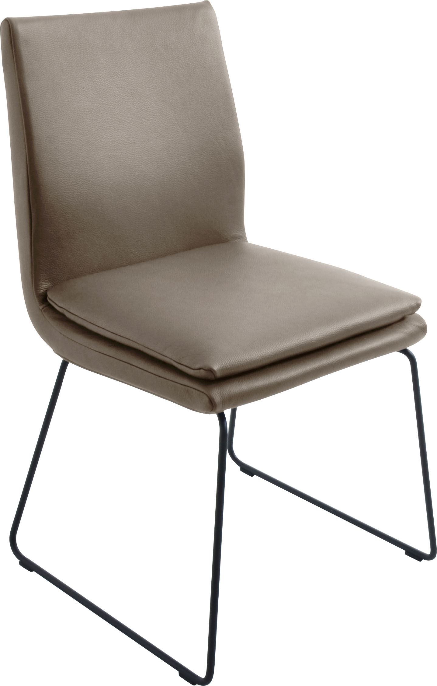 K+W Komfort & Wohnen Esszimmerstuhl "Creso Lederstuhl" () mit Sitzkissen und Rundrohrkufe in Metall schwarz Struktur