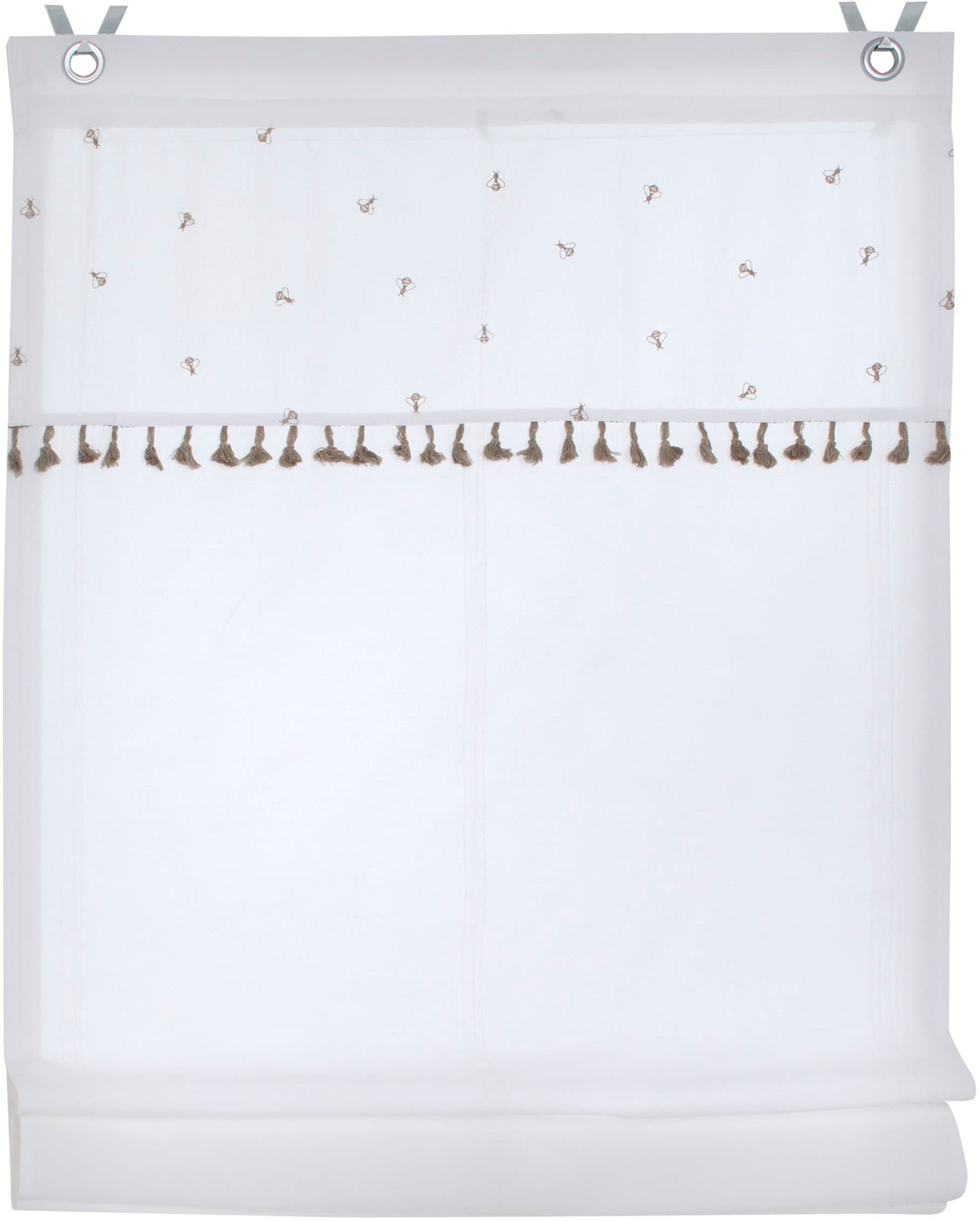 Kutti Raffrollo "Honey" mit Hakenaufhängung ohne Bohren weiß, Baumwolle, bl günstig online kaufen