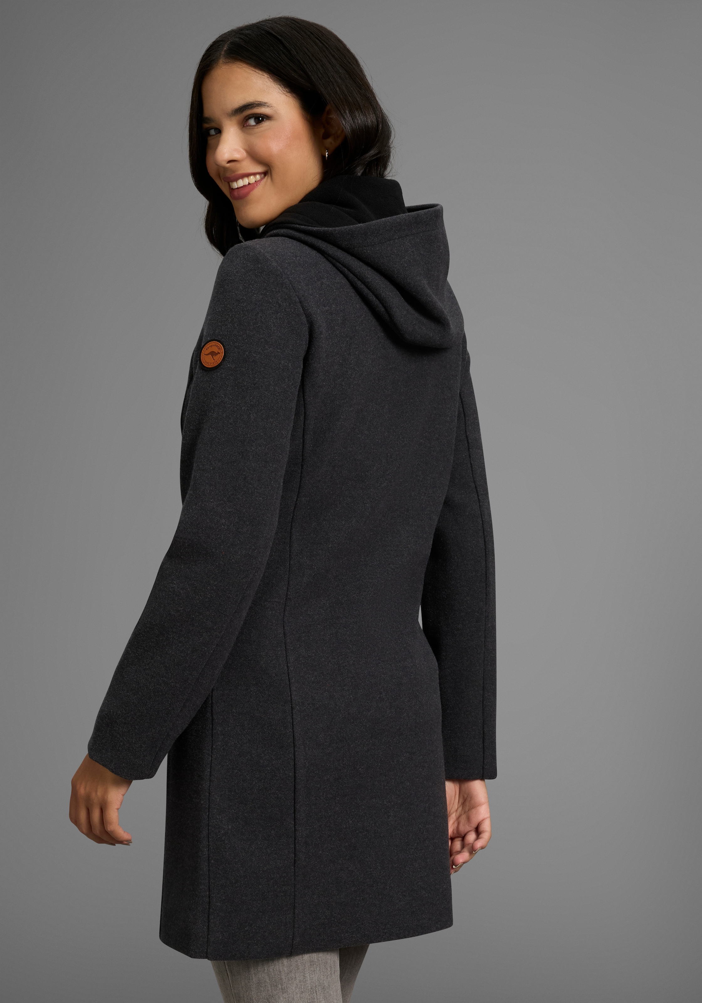 KangaROOS Kurzmantel, mit großer Kapuze und mit Fleece gefüttert