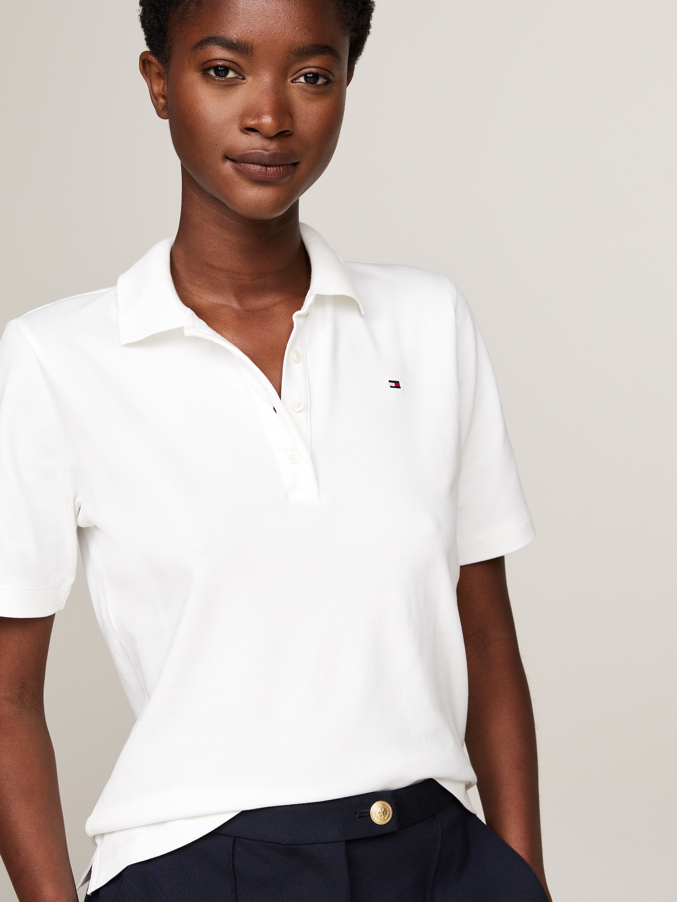 Tommy Hilfiger Polo à Manches Courtes 1985 Ecru XS Femme 3