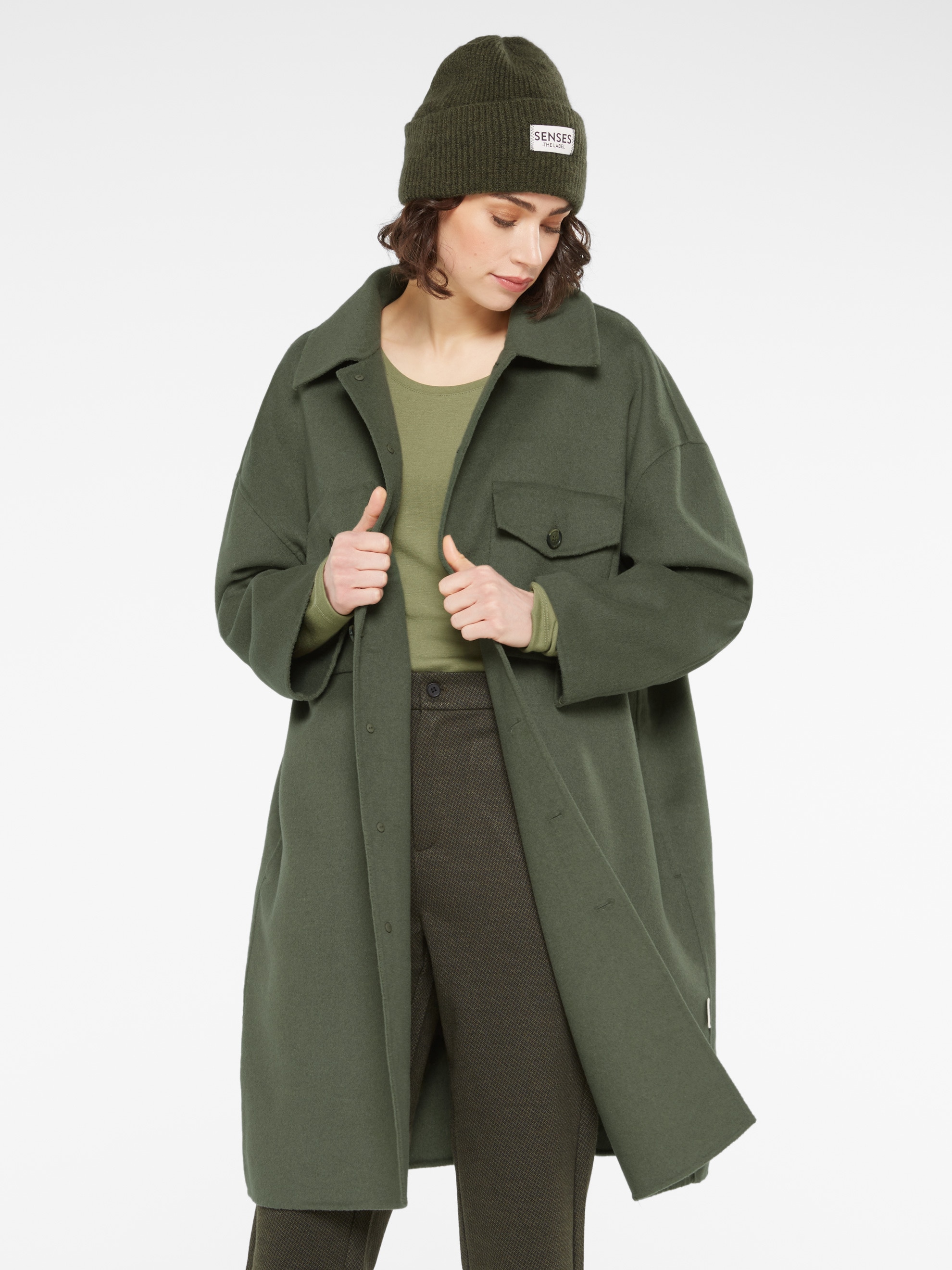 SENSES.THE LABEL Langjacke ohne Kapuze mit Brusttaschen