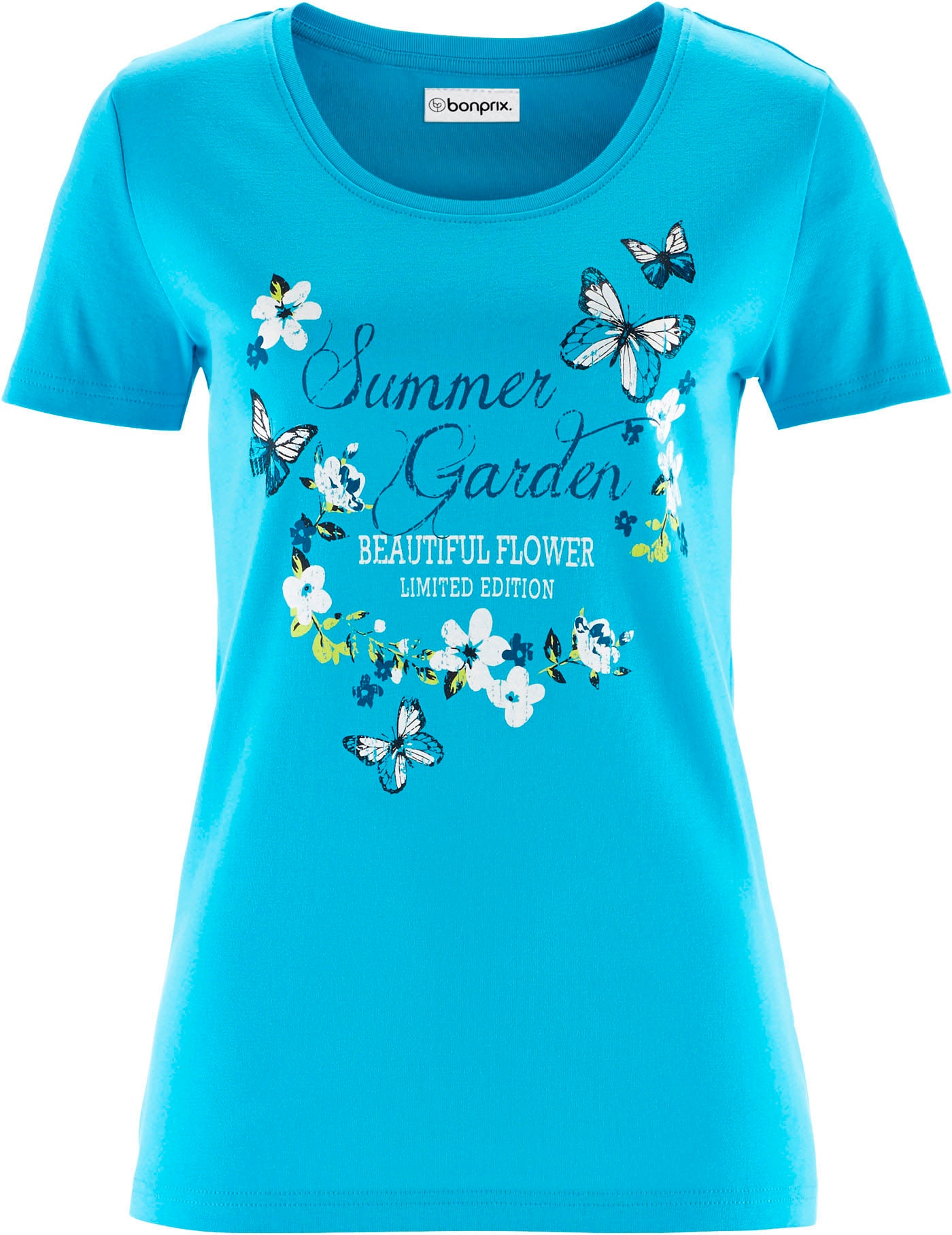 bonprix T-Shirt »Baumwoll Shirt, Kurzarm« leicht taillierte Passform, Kurzarm-Design, Rundhalsausschnitt