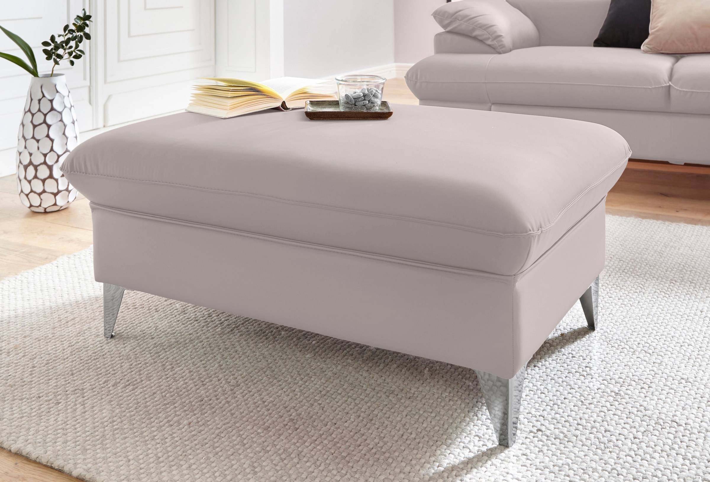COTTA Polstergarnitur »Caluso L-Form«, (2 tlg.), Set bestehend aus: Ecksofa mit Kopfteilverstellung & Hocker