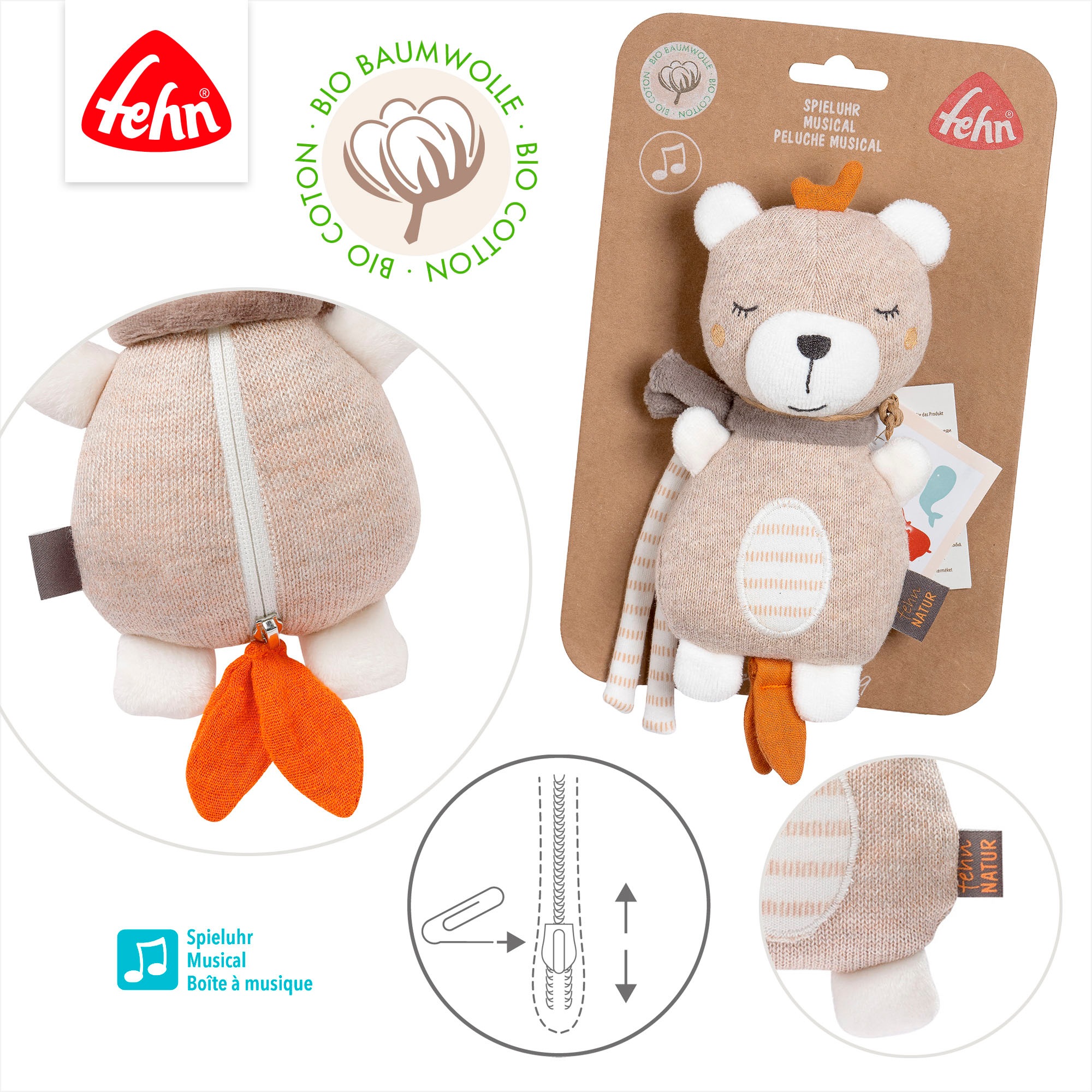 Fehn Spieluhr »fehnNATUR, Mini-Spieluhr Teddy«