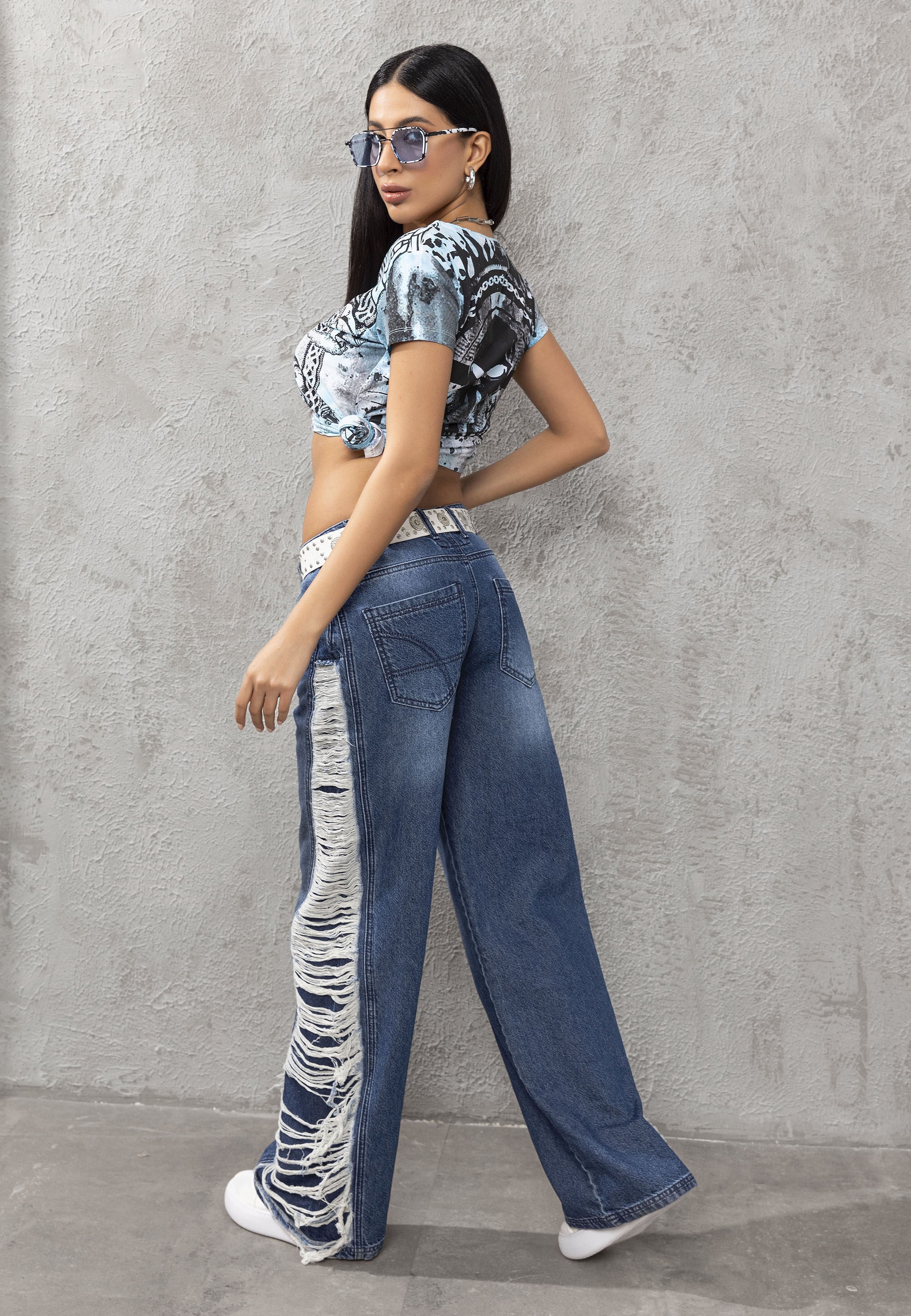 Cipo & Baxx Regular-fit-Jeans »WD538« mit Fransen-Design