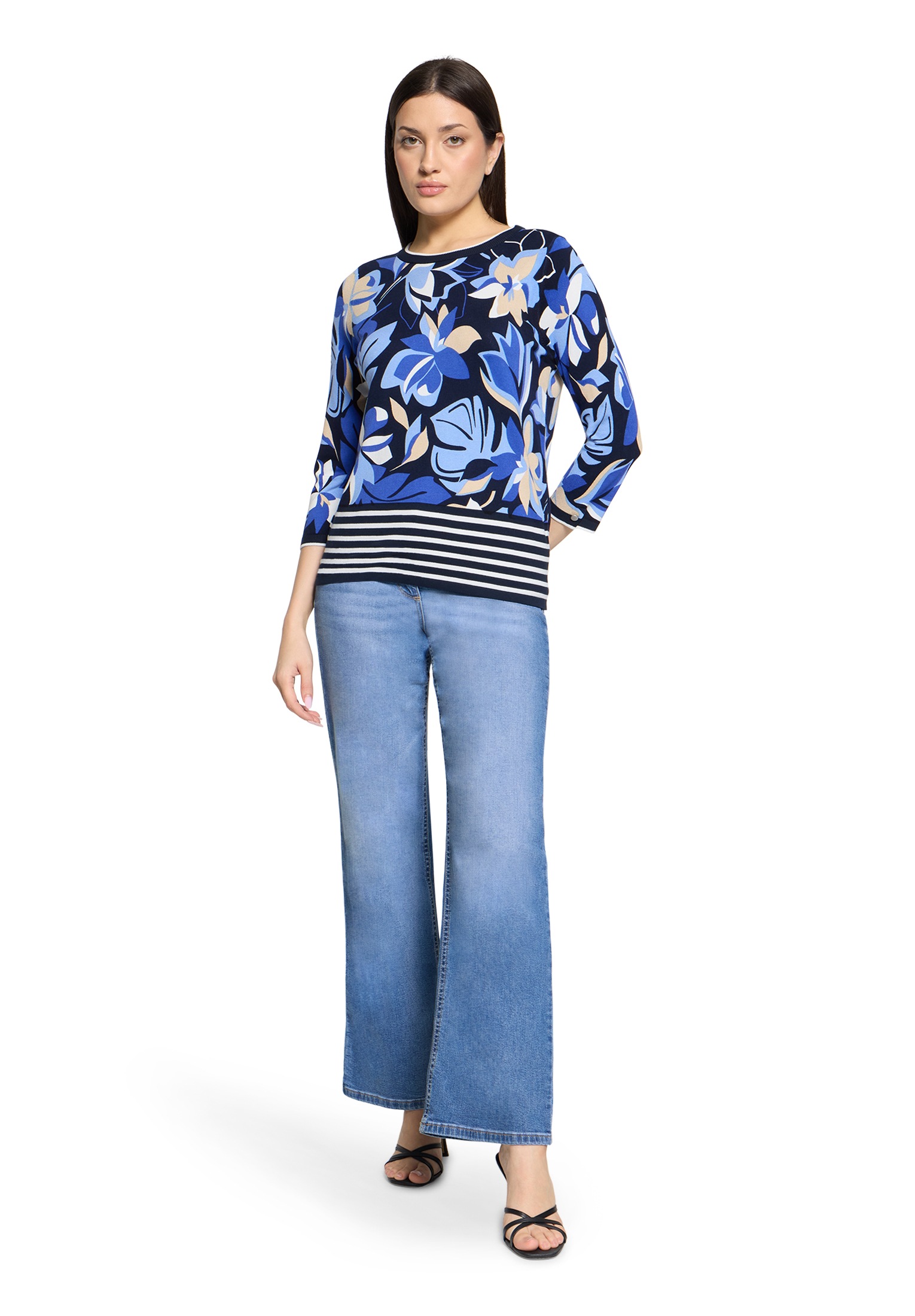 Betty Barclay Women's Floral Knit Pullover Dark Blue 46 3